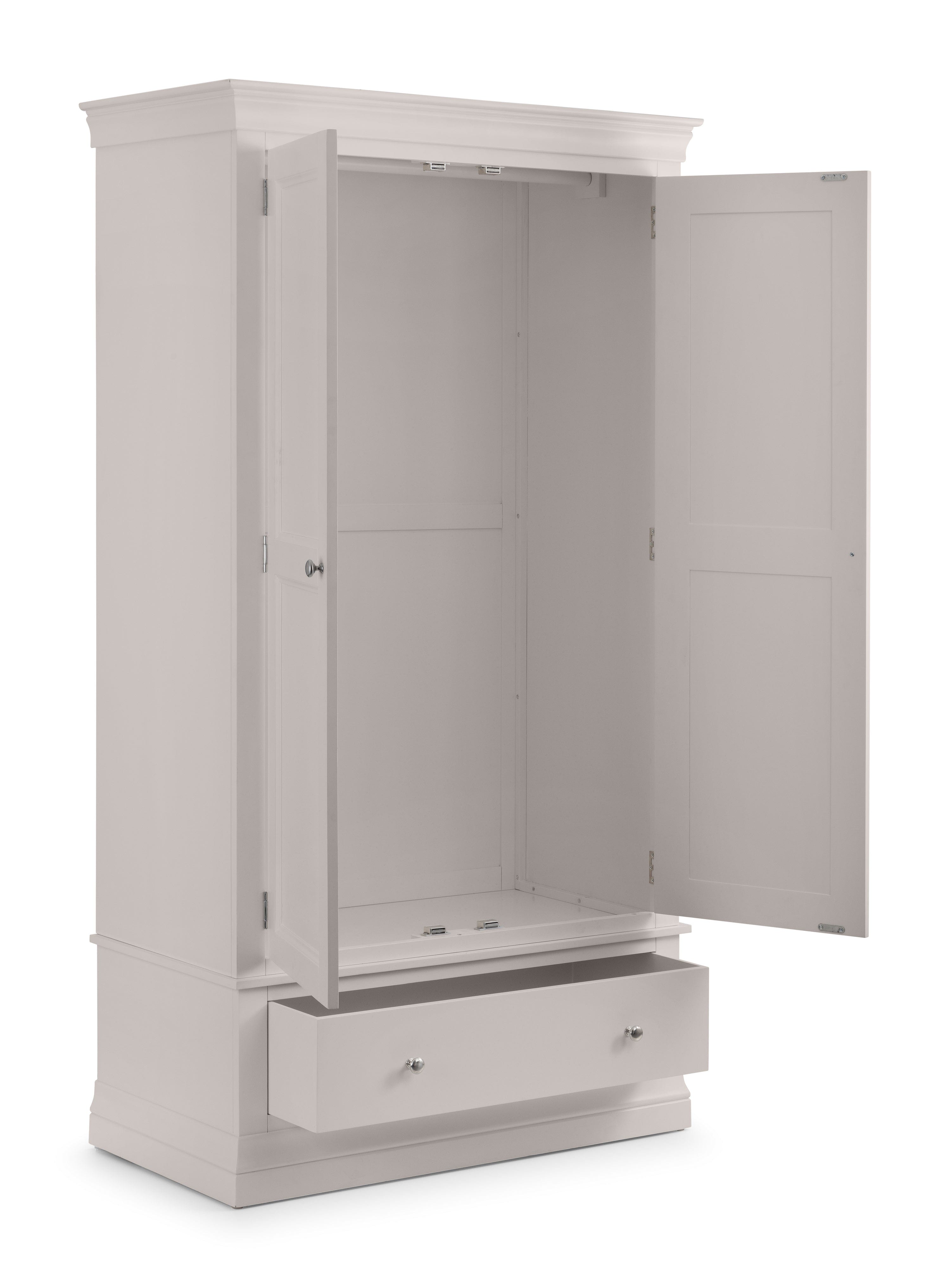 Clermont 2 Door 1 Drawer Wardrobe - Light Grey – Julian Bowen, view 2