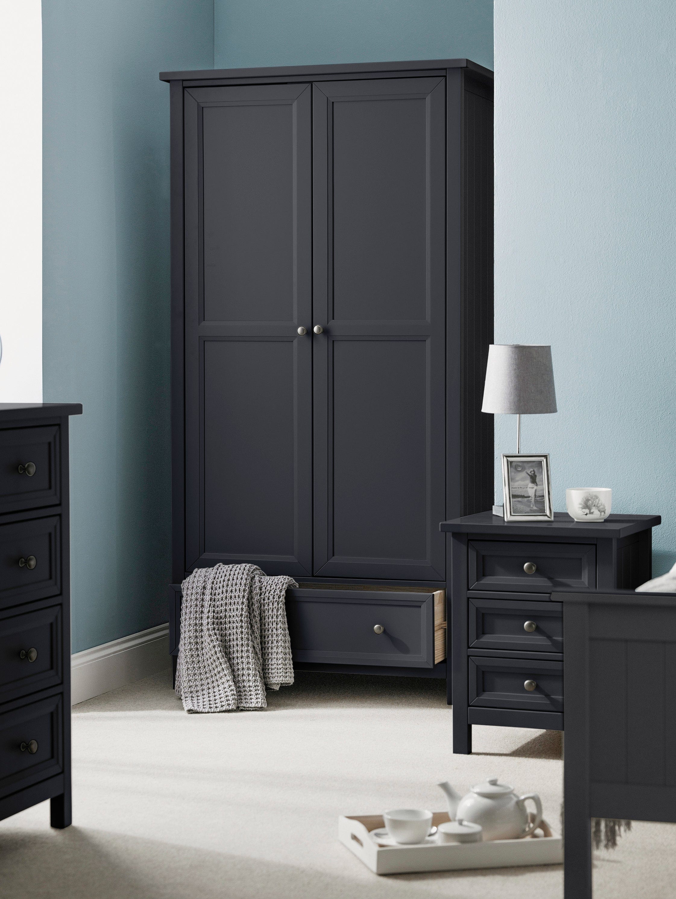 Maine 2 Door Combination Wardrobe - Anthracite – Julian Bowen, view 2
