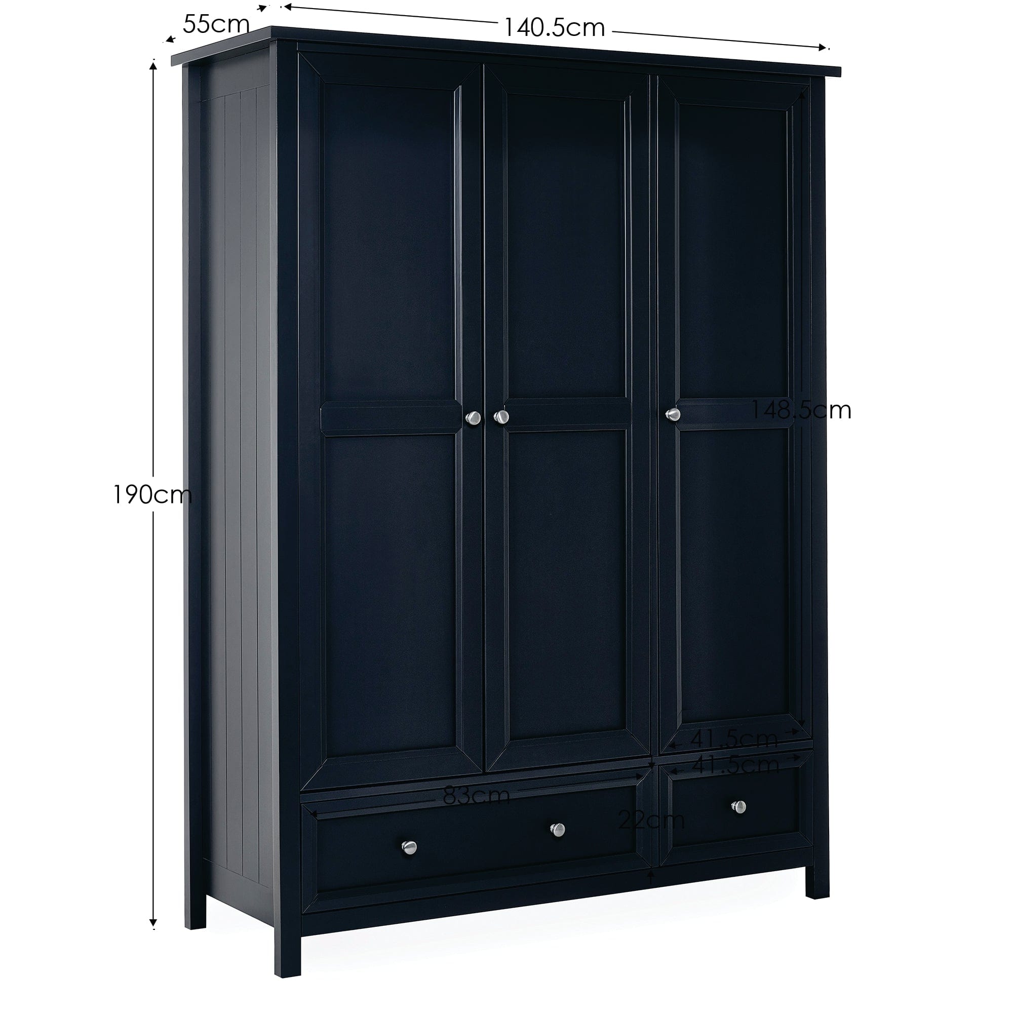 Maine 3 Door Combination Wardrobe - Anthracite – Julian Bowen, view 7