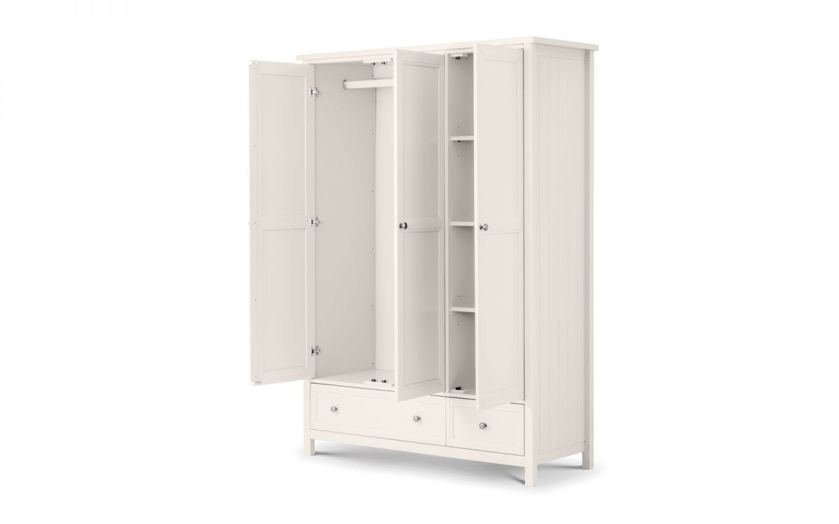 Maine 3 Door Combination Wardrobe - Surf White – Julian Bowen, view 2