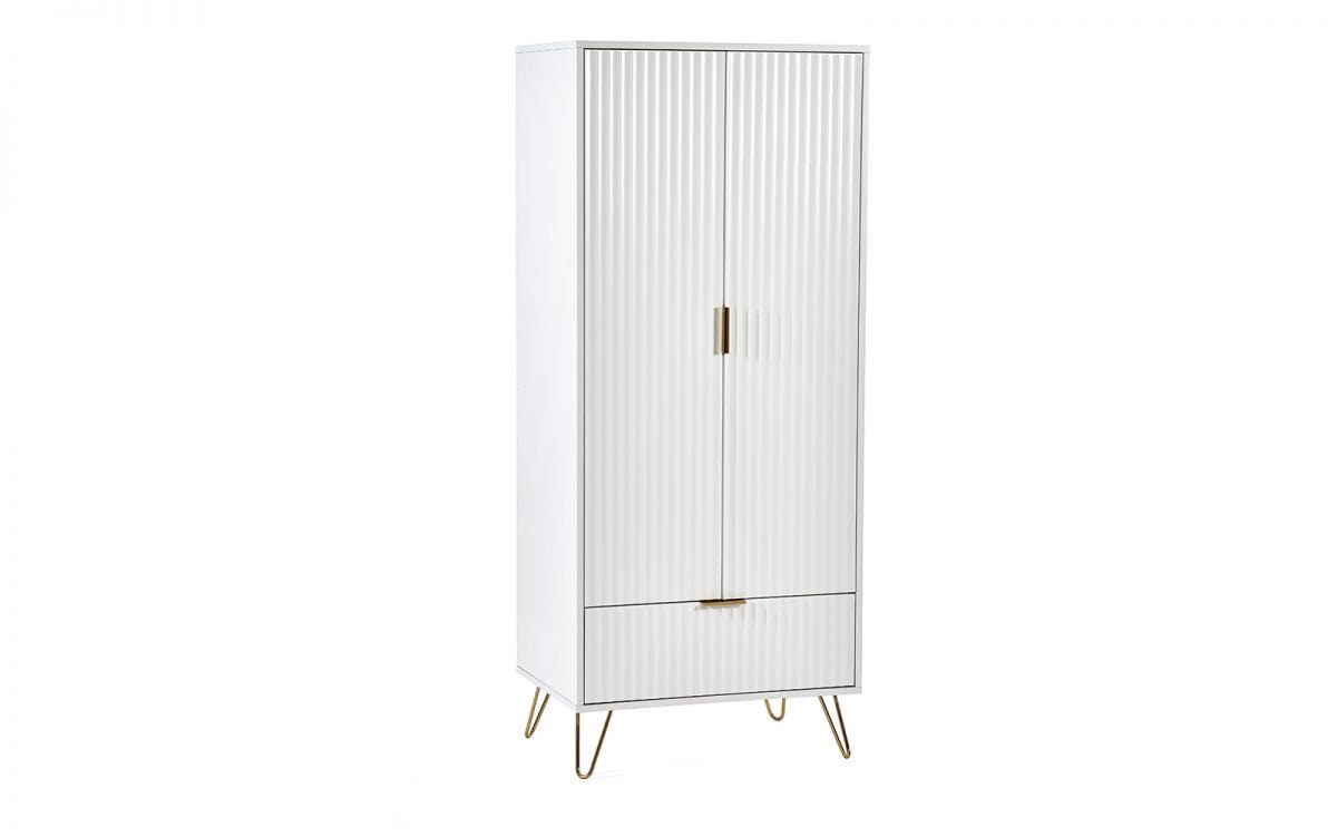 Murano 2 Door 1 Drawer Wardrobe - Matt White – Julian Bowen