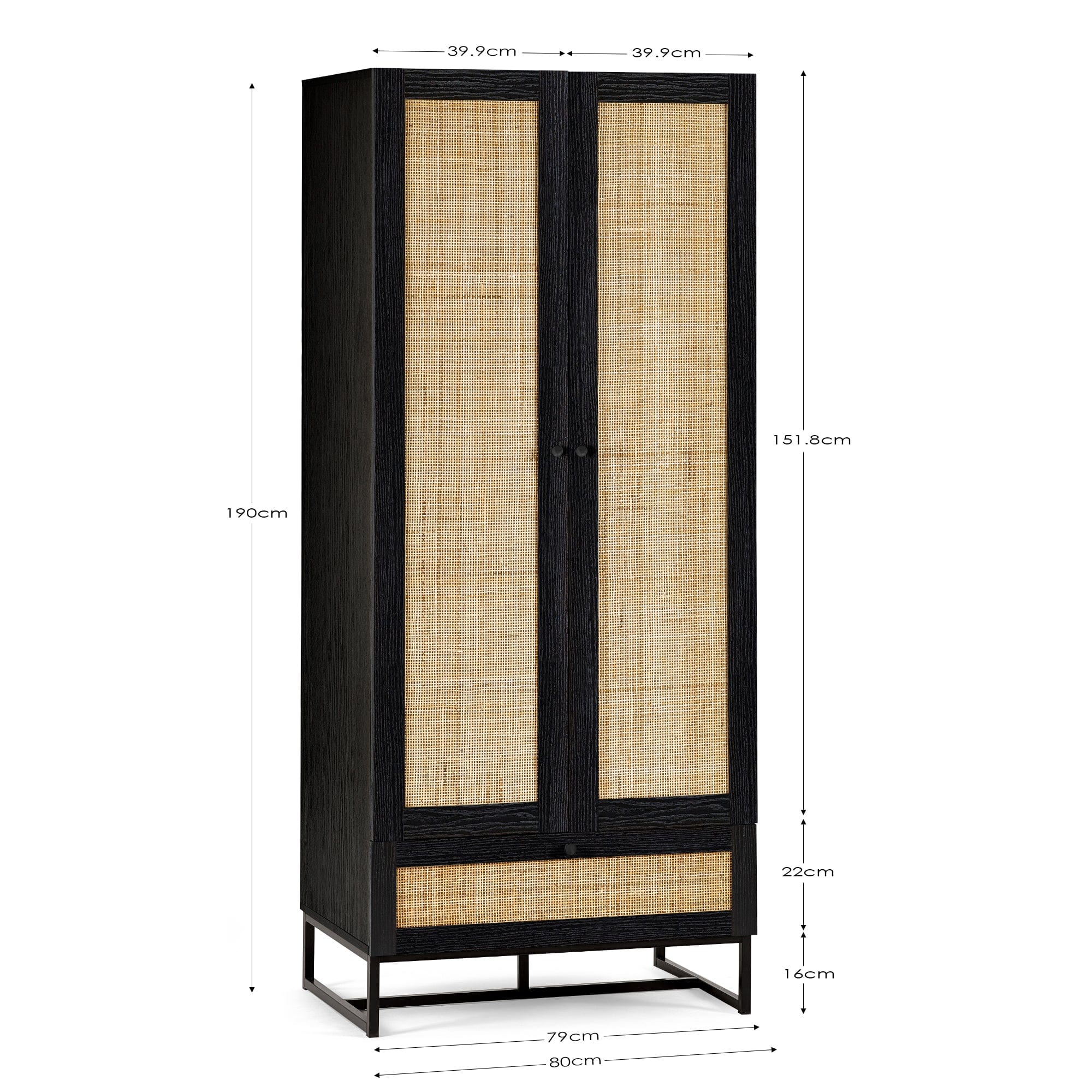 Padstow Wardrobe - Black – Julian Bowen, view 6