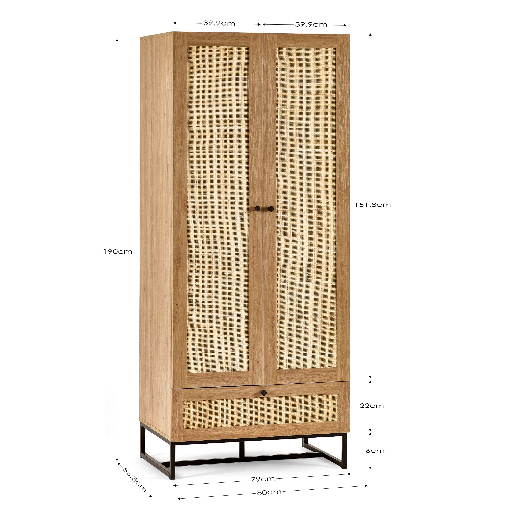 Padstow Wardrobe - Oak – Julian Bowen, view 6
