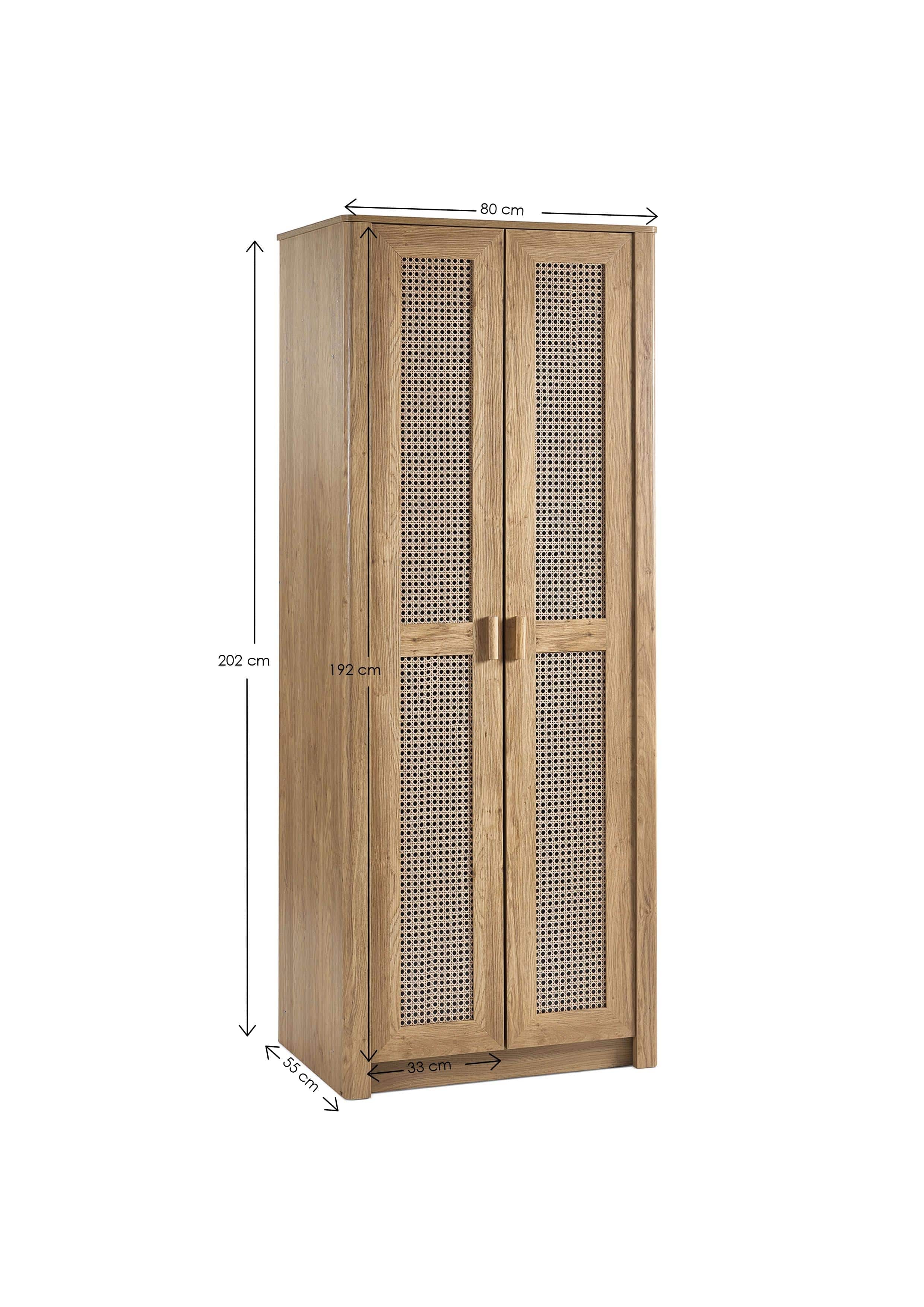 Sydney 2 Door Wardrobe - Rattan Effect – Julian Bowen, view 8