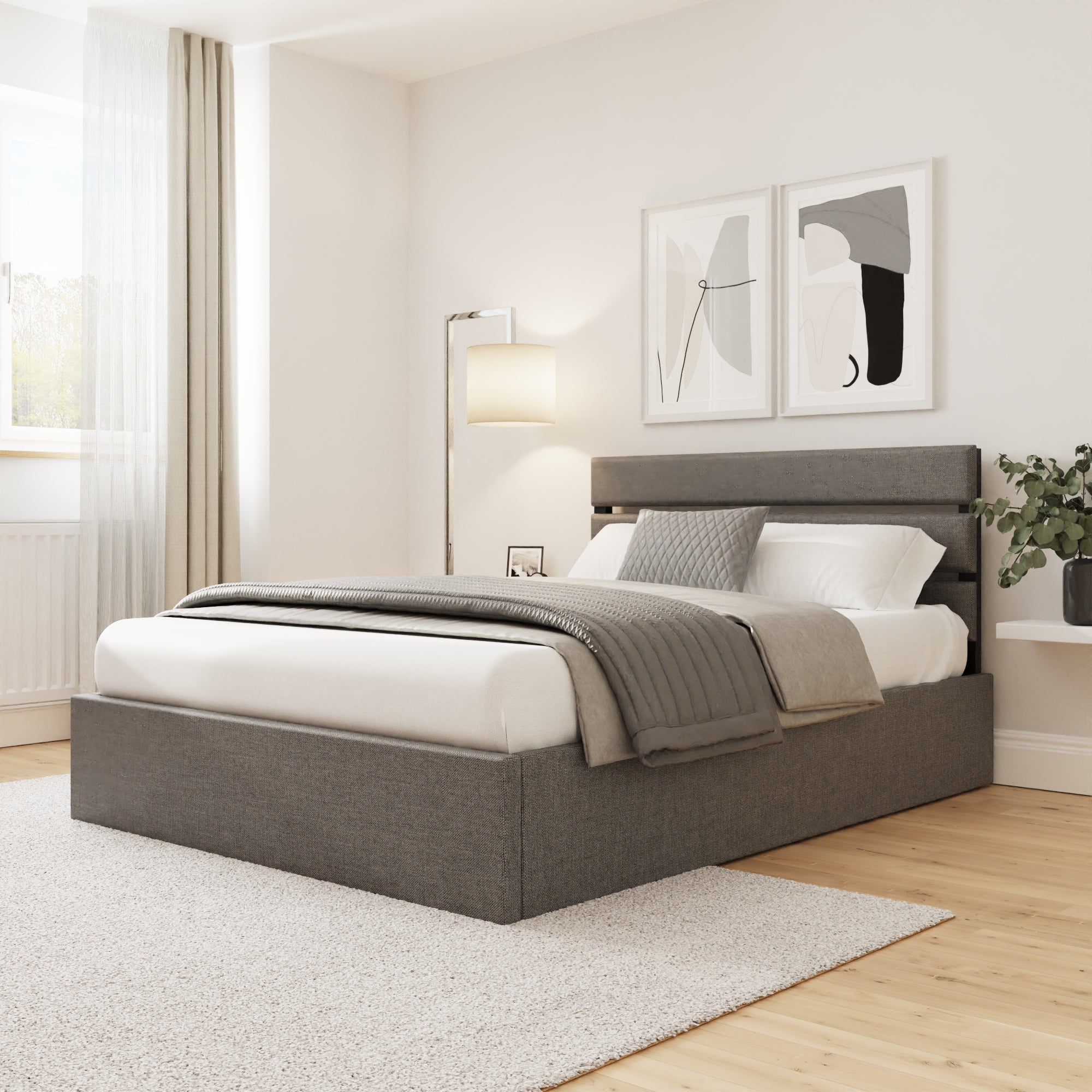 Hudson 135cm End Lift Ottoman Bed – Grey