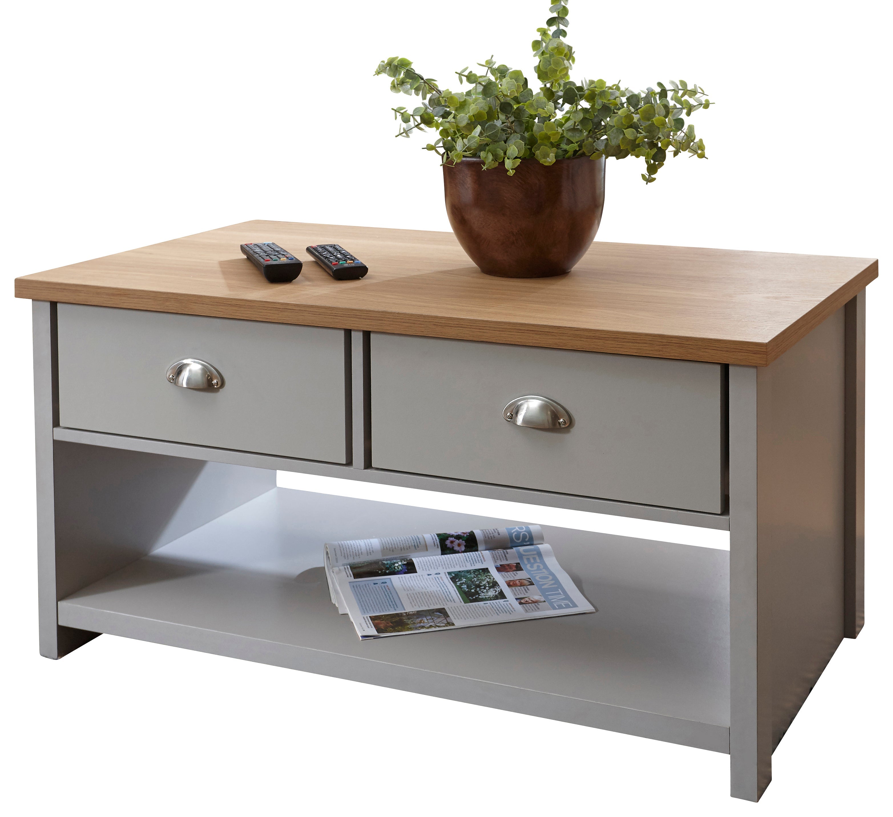 Lancaster 2 Drawer Coffee Table Grey – GFW