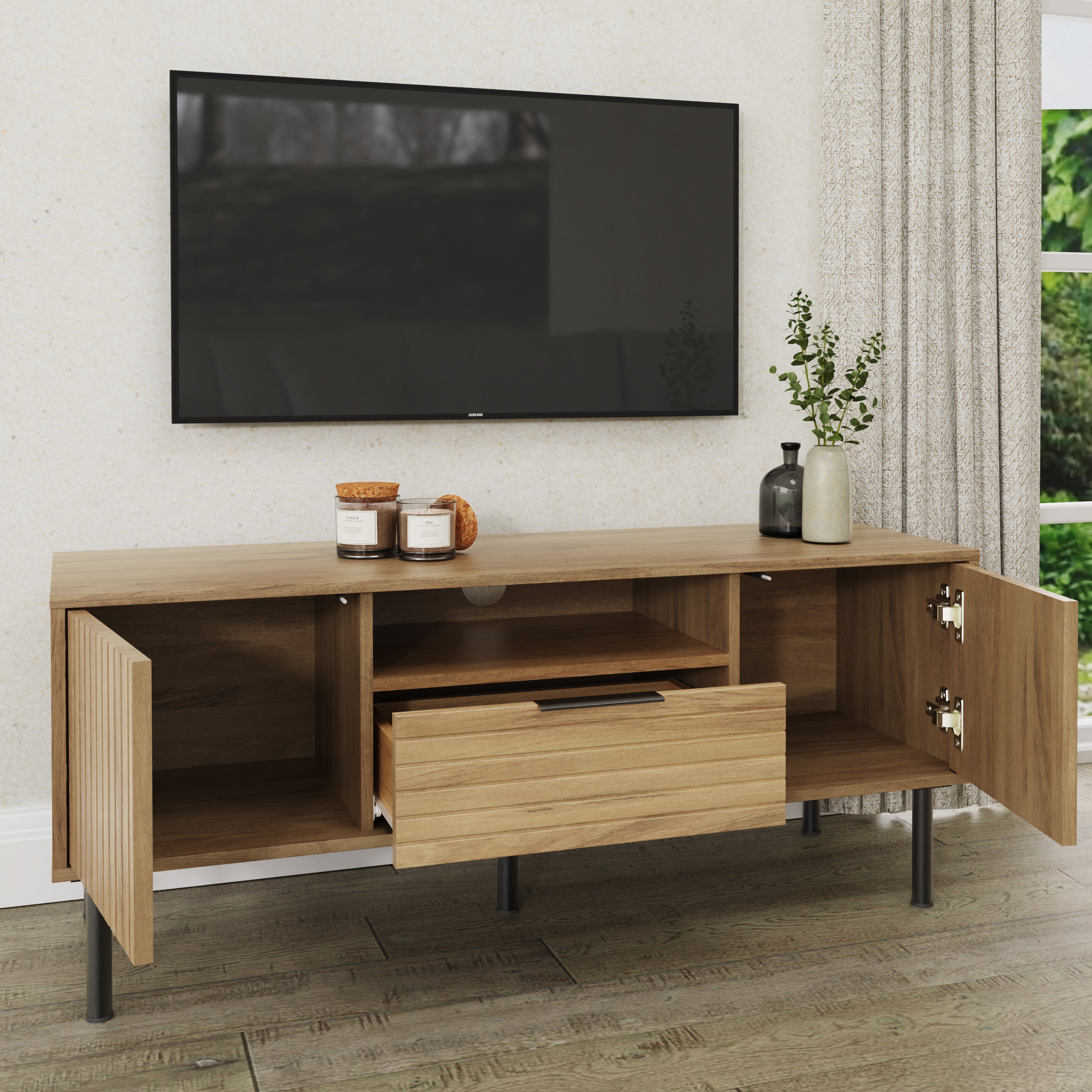 Nervata TV Unit Oak – GFW, view 3
