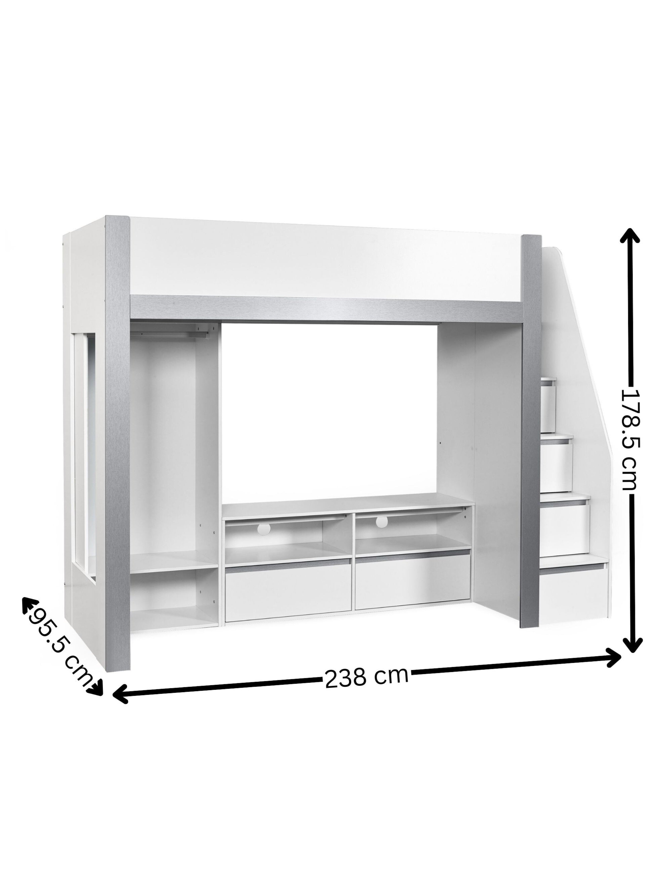 Gaia Highsleeper TV Bed - White and Silver – Julian Bowen, view 7