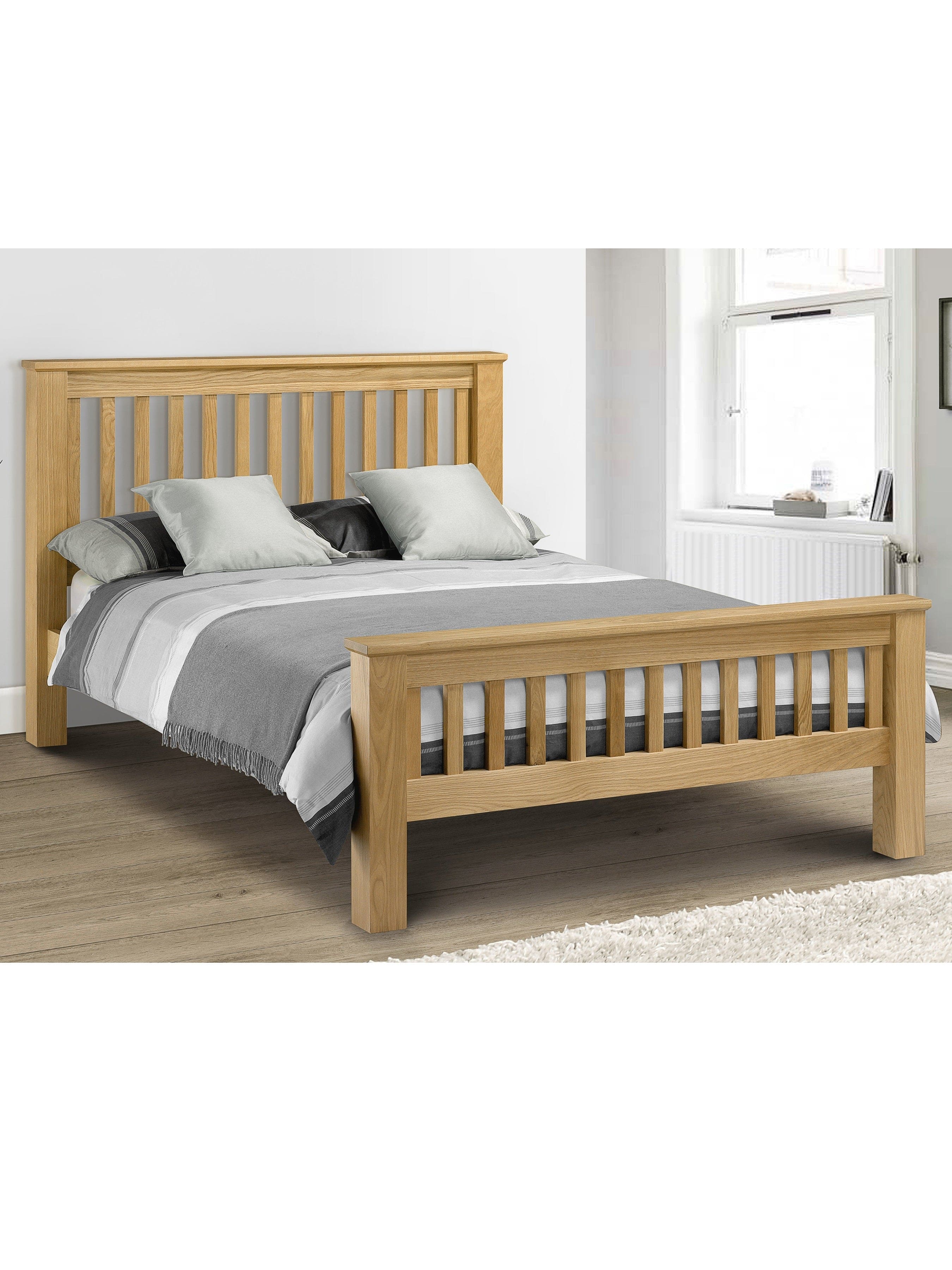 Amsterdam Oak Bed with High Foot End - Wood - Light Oak – Julian Bowen, view 3