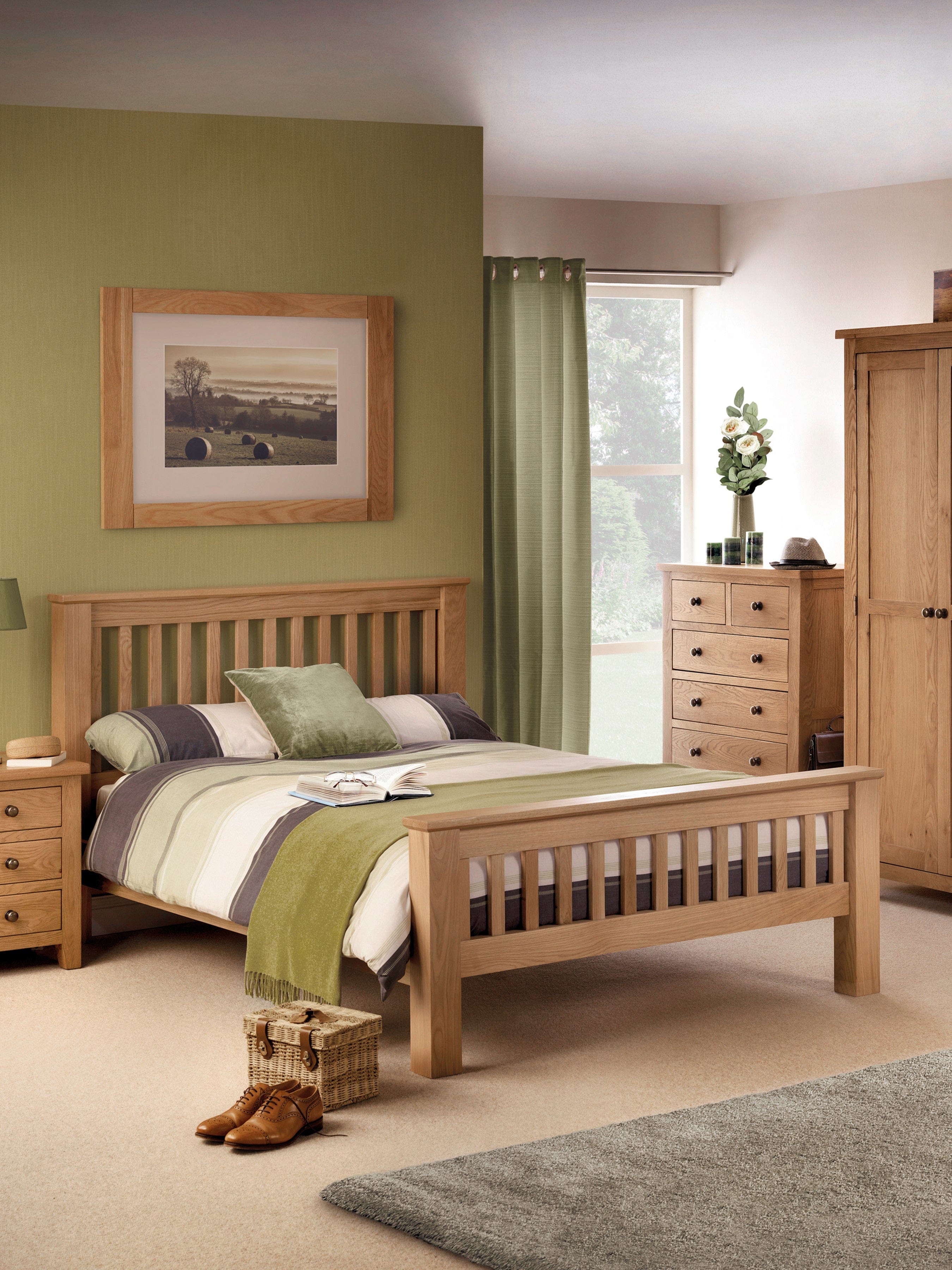 Amsterdam Oak Bed with High Foot End - Wood - Light Oak – Julian Bowen, view 10