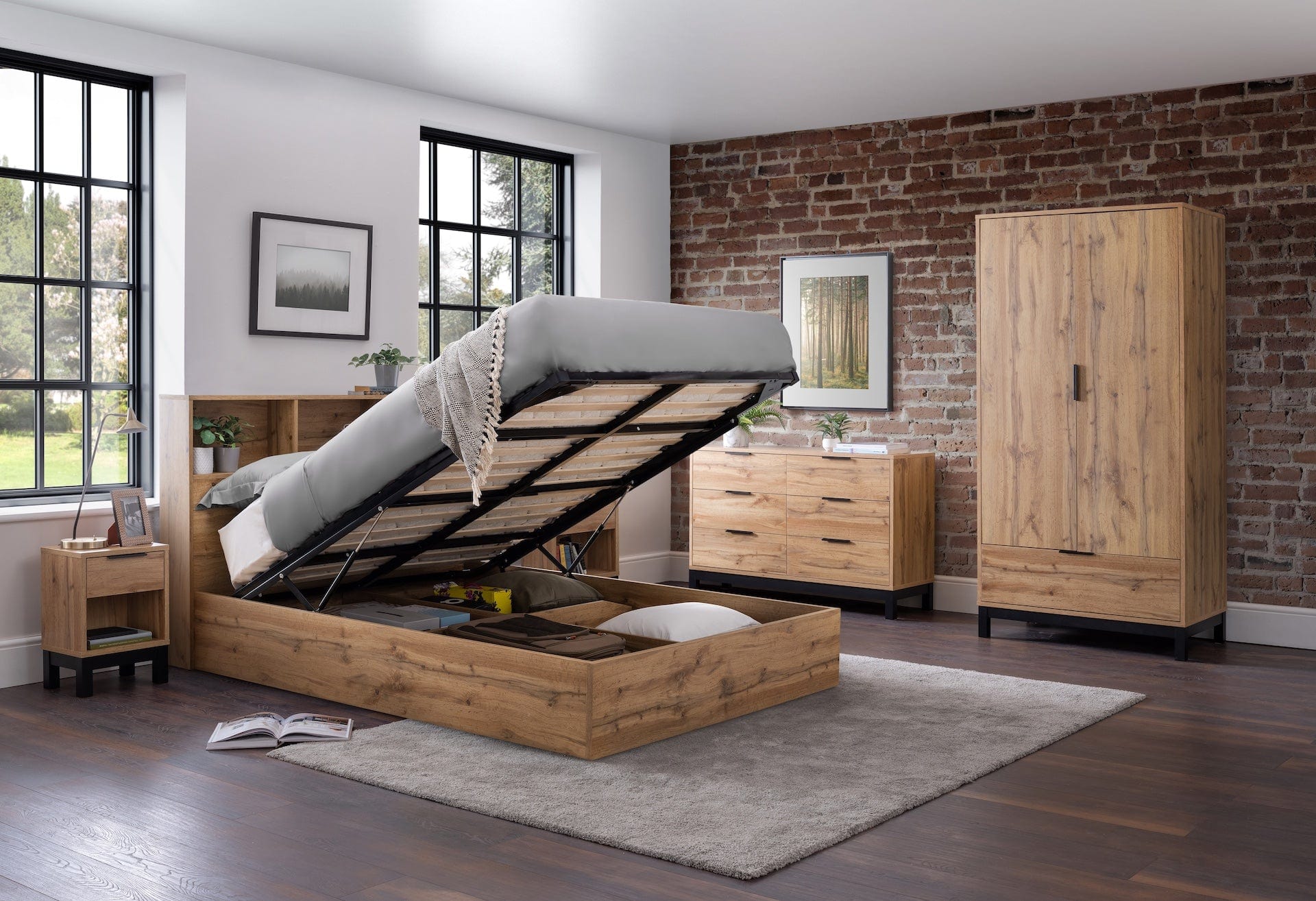 Bali Ottoman Storage Bed - Light Oak – Julian Bowen, view 4