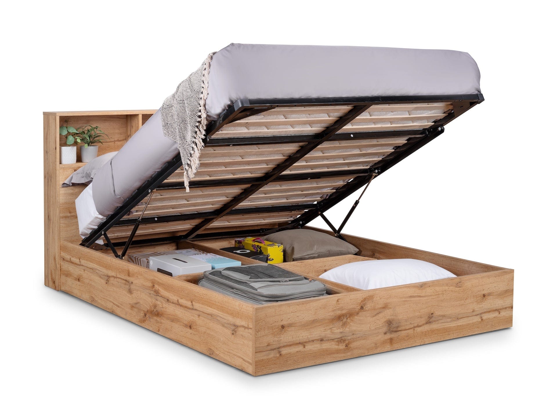 Bali Ottoman Storage Bed - Light Oak – Julian Bowen, view 2