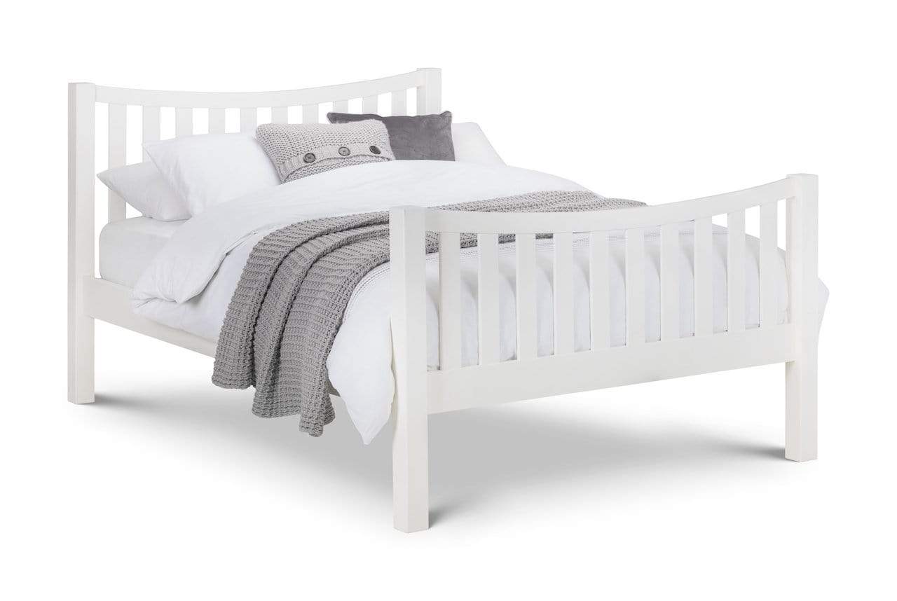 Julian Bowen Wood Bed Double 135cm 4ft 6in Madison Curved Bed In Surf White Double - Wooden Beds - Surf White Bed Kings