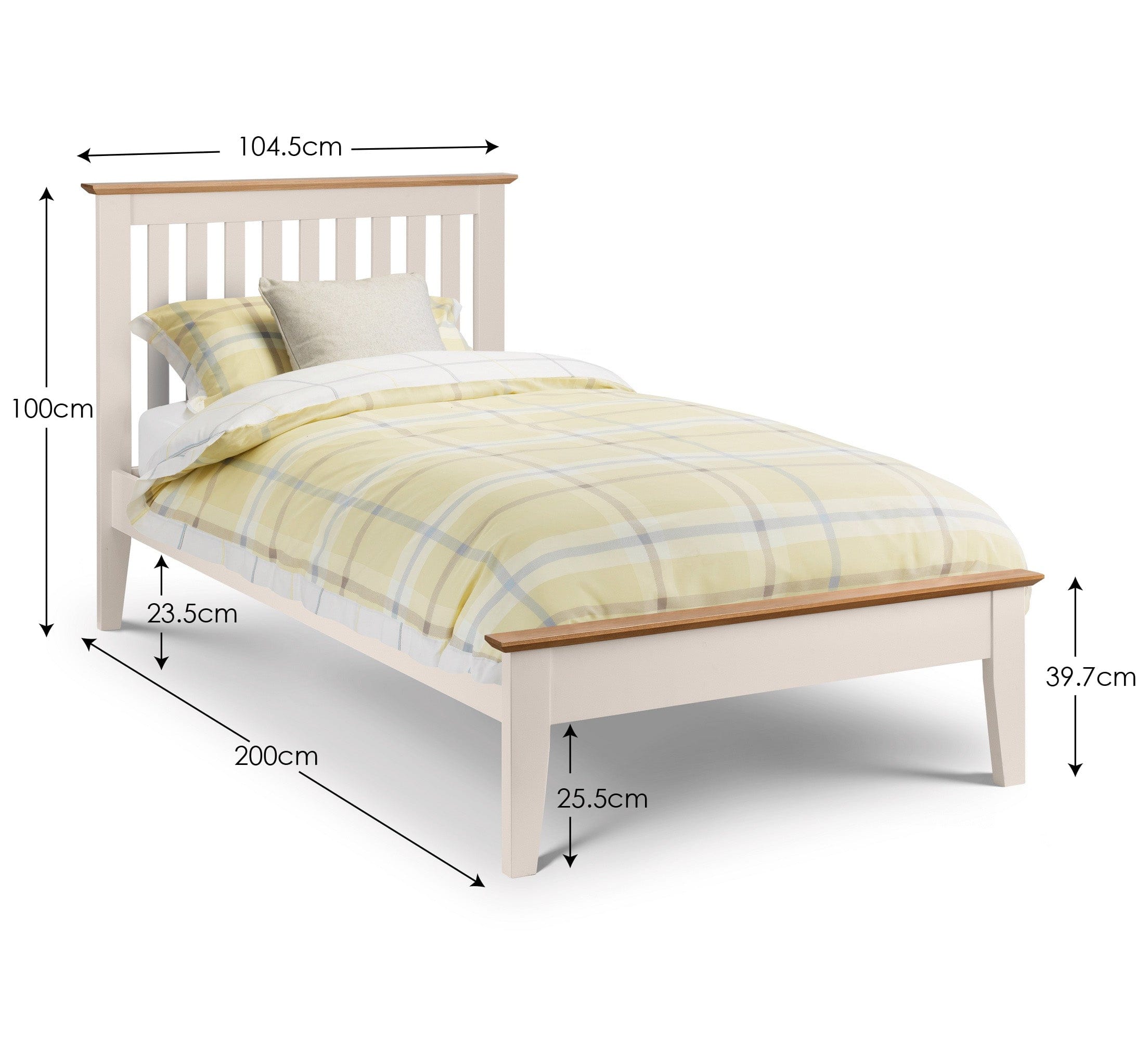 Salerno Shaker Bed - Ivory/Natural Oak – Julian Bowen, view 2