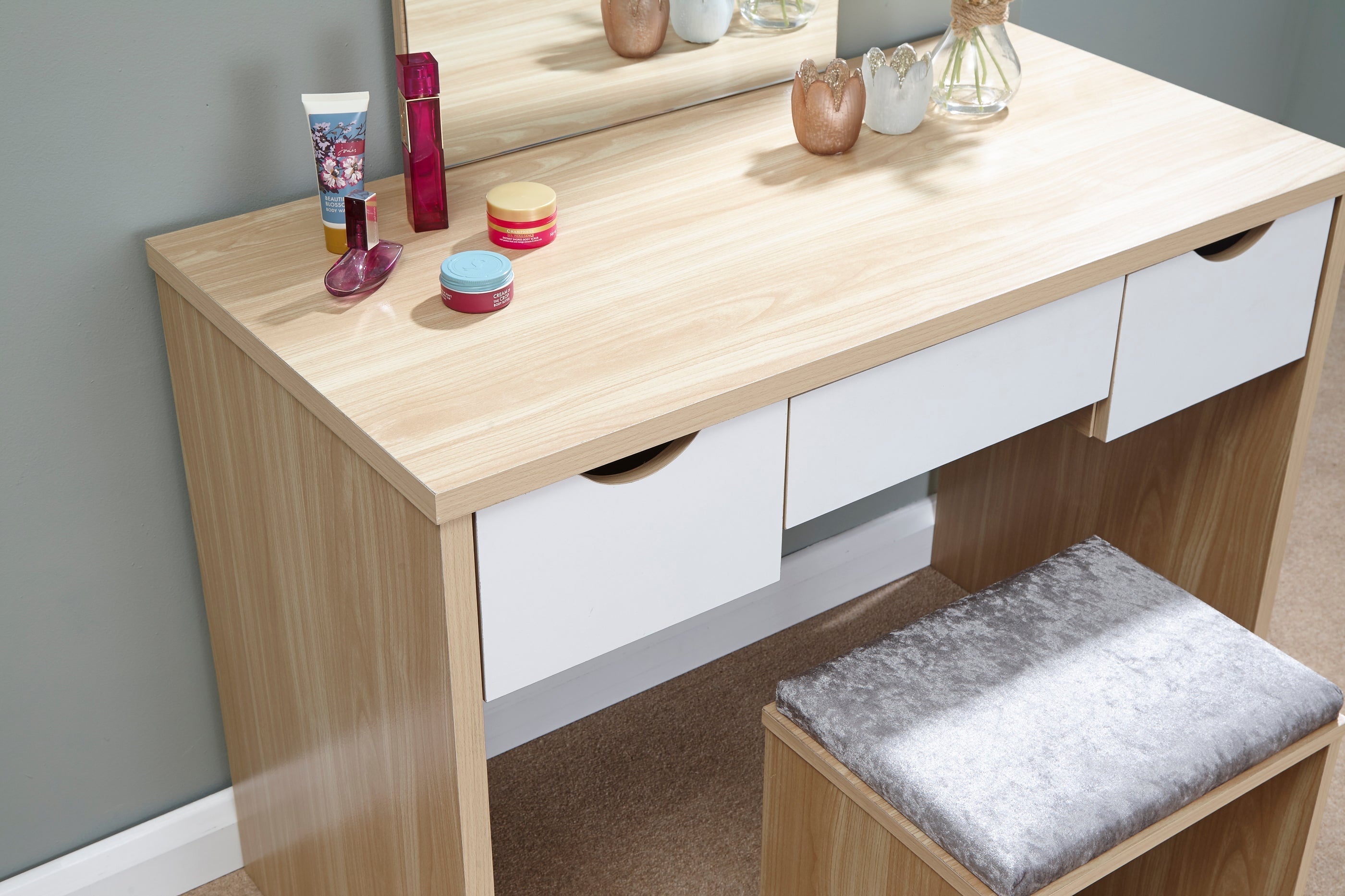Elizabeth Dressing Table Set – Oak & White