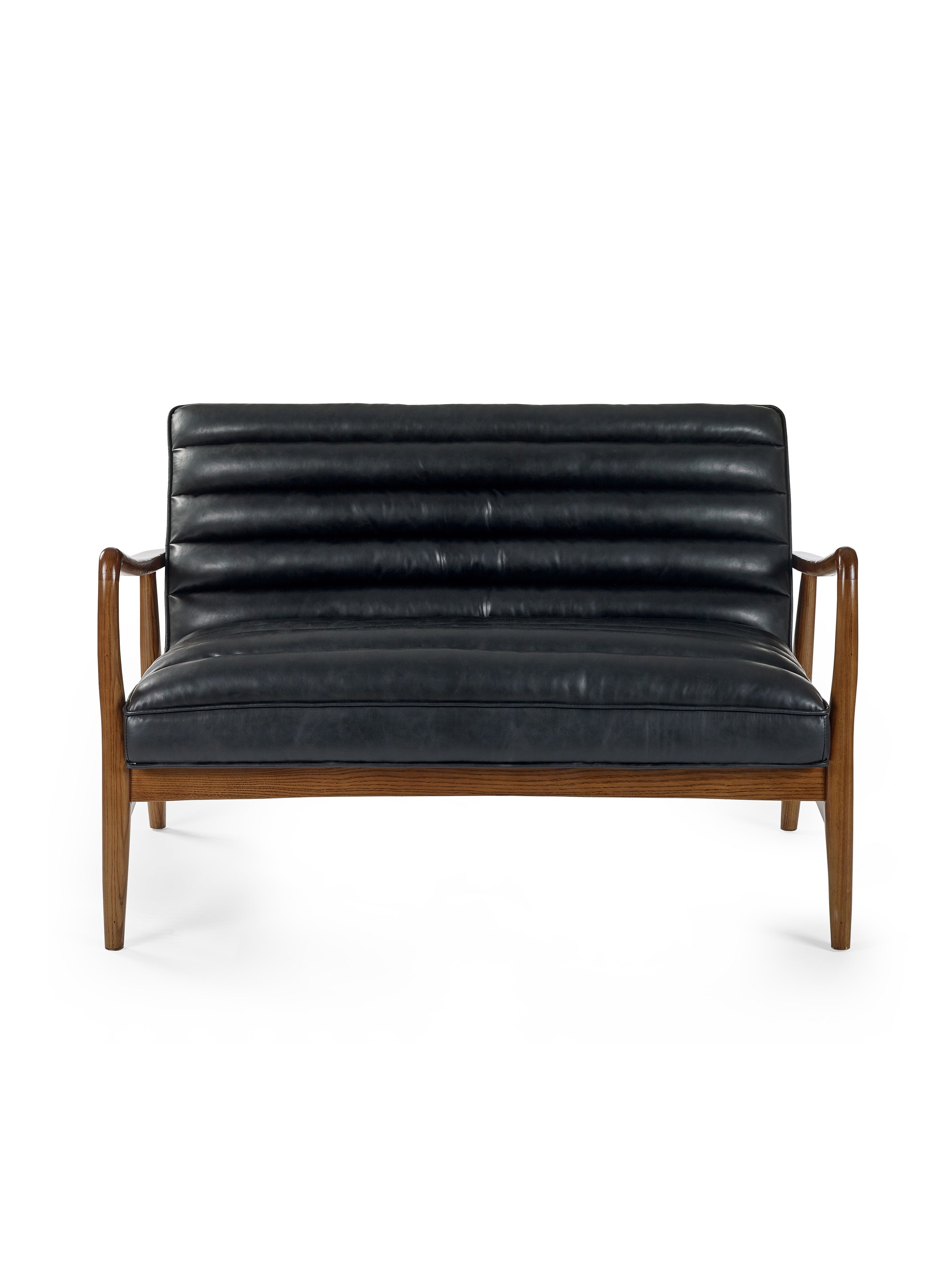 Marshall 2 Seater Sofa - Black Faux Leather – Julian Bowen, view 2