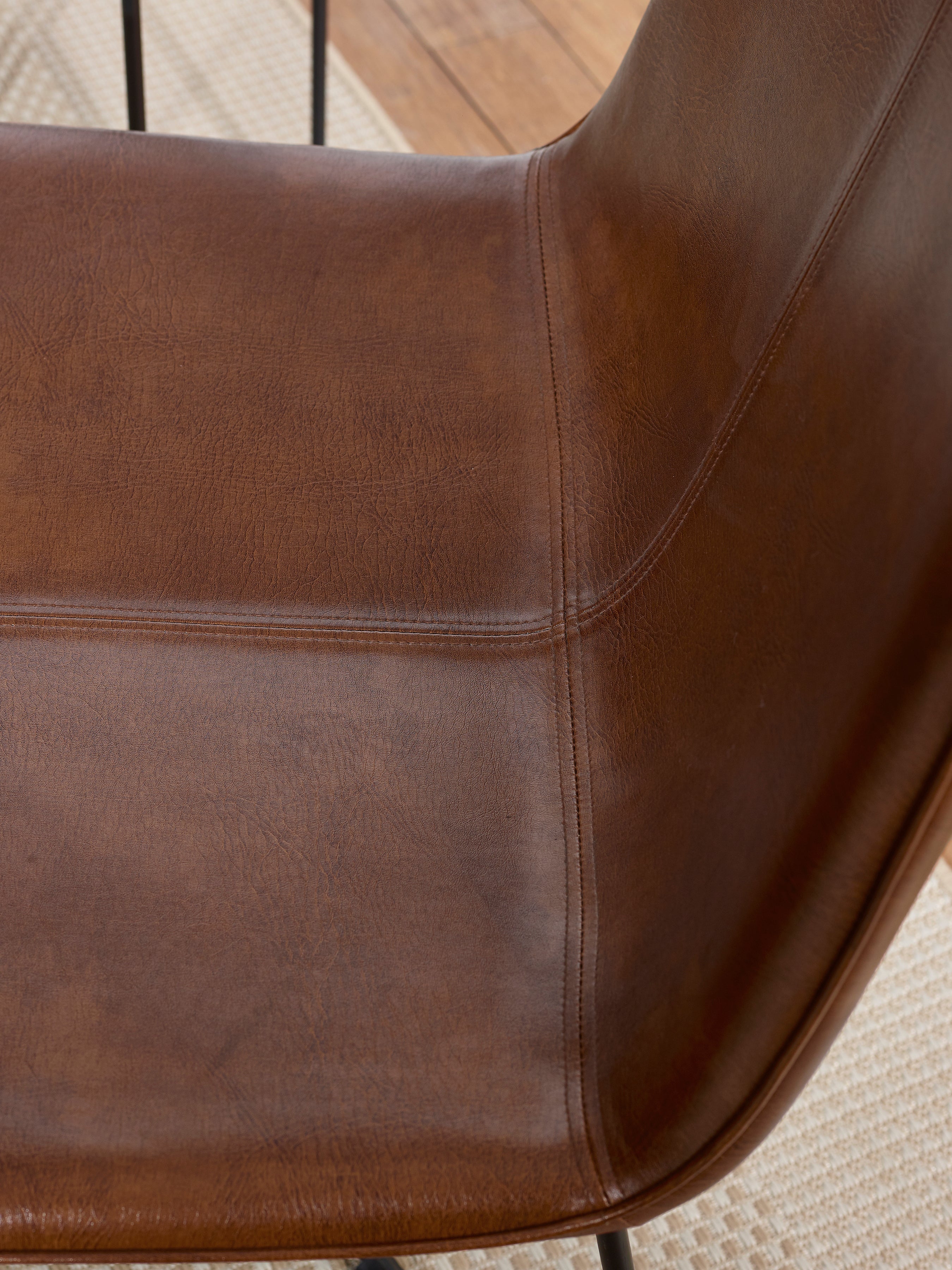 Joren Tan Brown PU Leather Lounge Chair – Julian Bowen, view 7