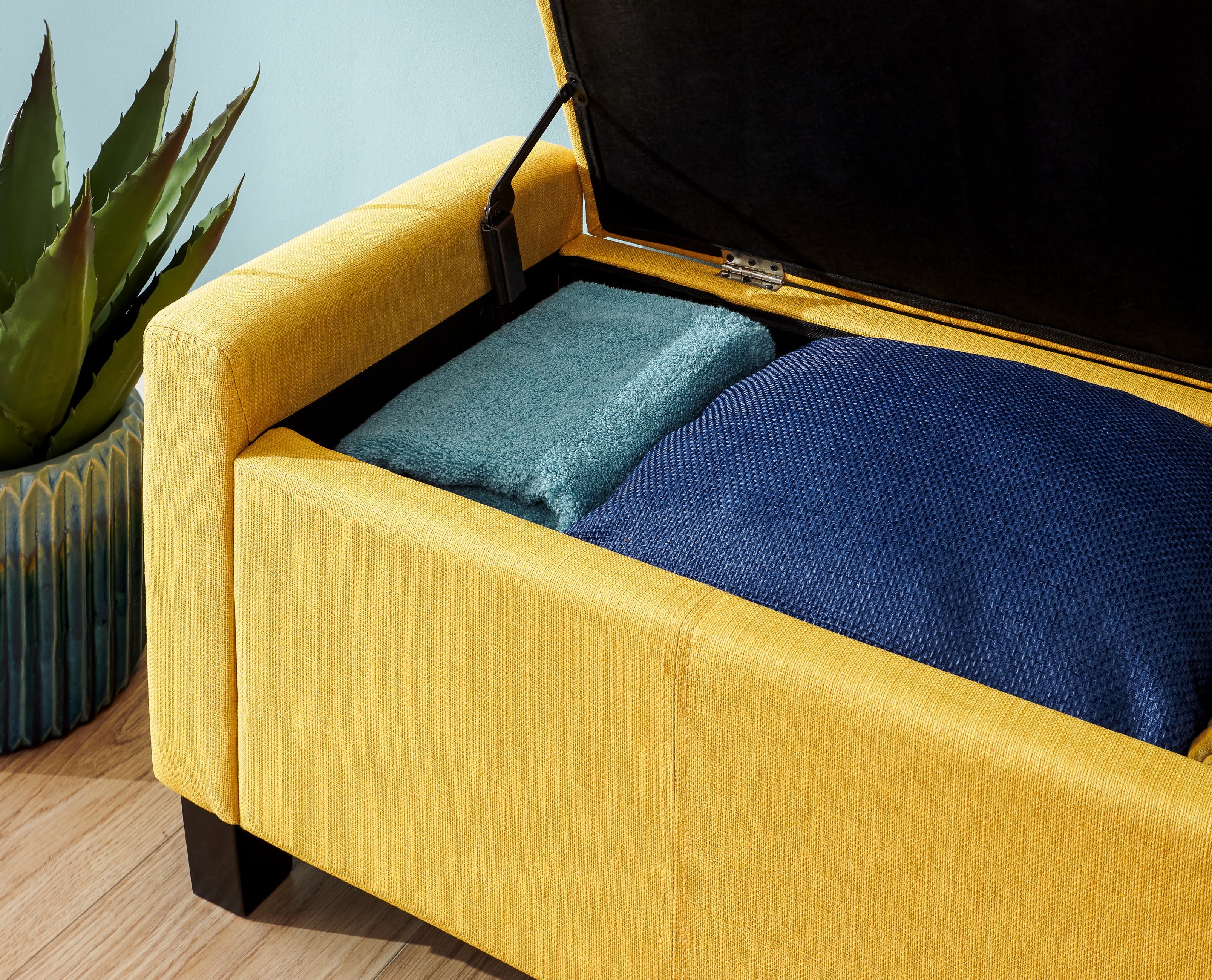 Verona Ottoman Bench Mustard Fabric – GFW, view 7