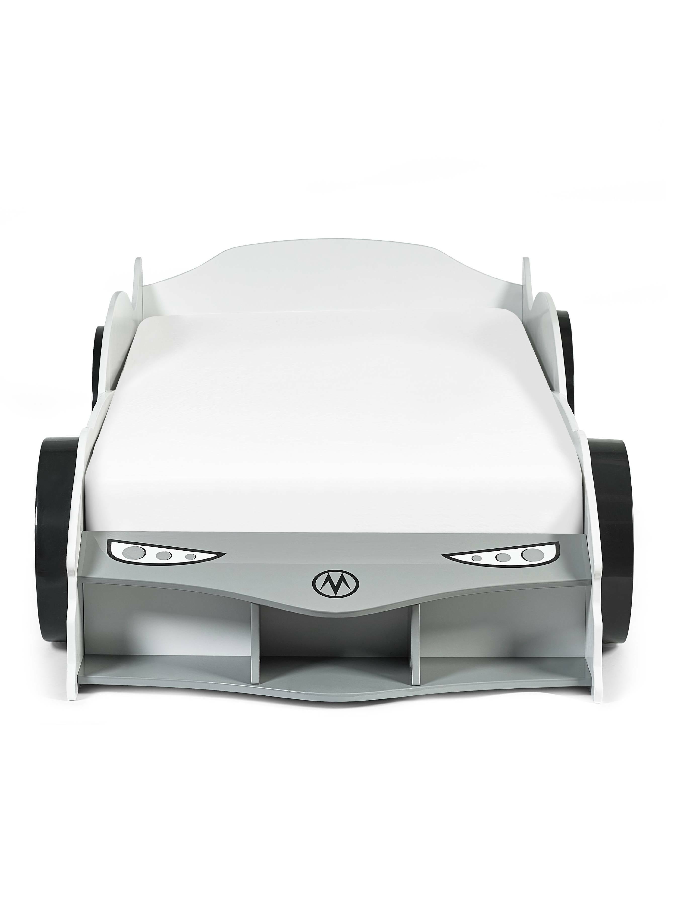 Storm White and Grey High Gloss 90cm Single Race Car Bed – Julian Bowen, view 3