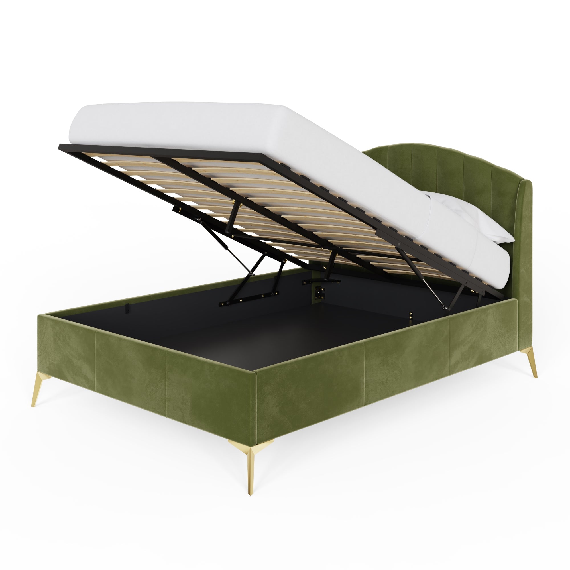 Pettine End Lift Ottoman Bed - Green – GFW, view 4