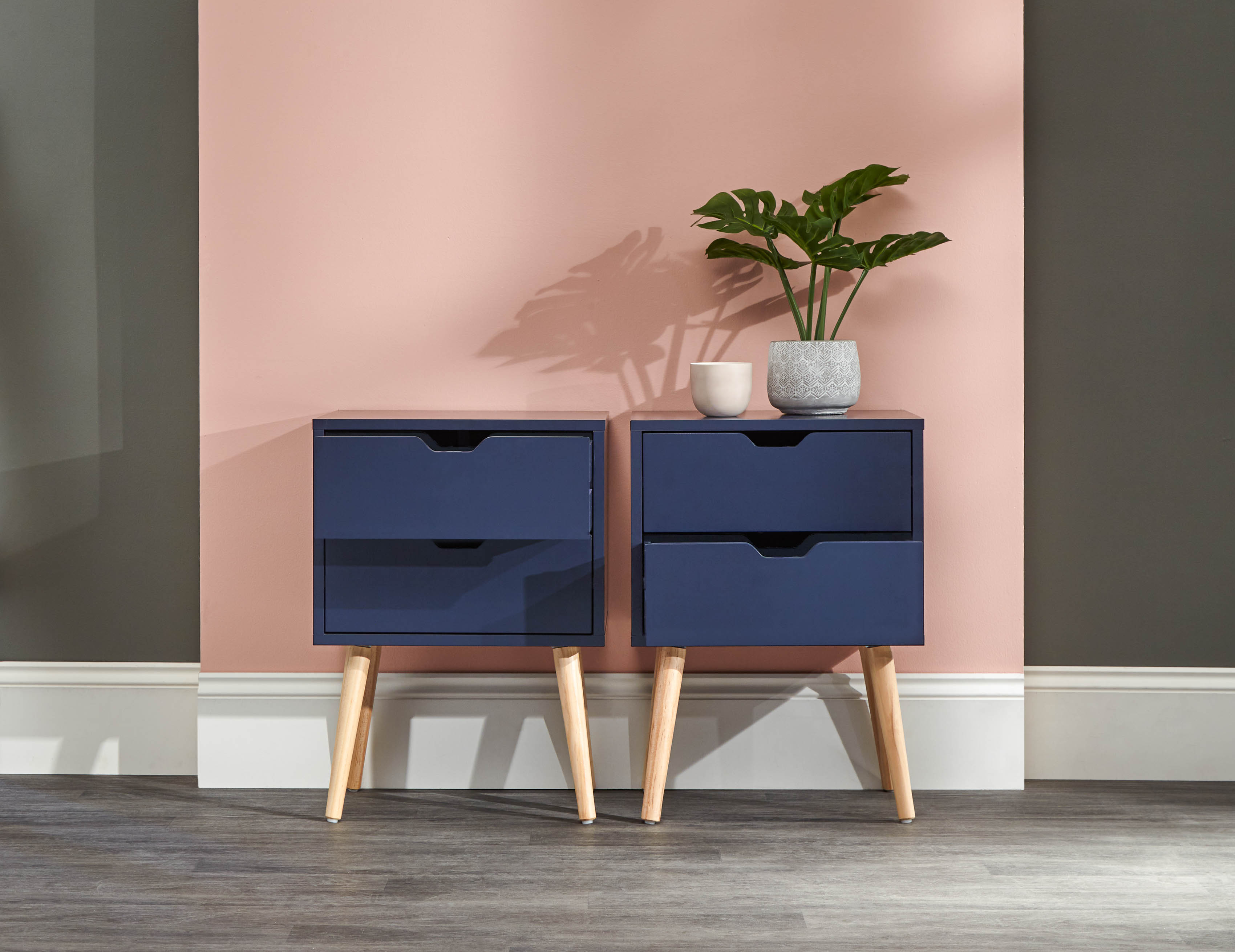 Nyborg Pair Of 2 Drawer Bedsides Nightshadow – Nightshadow