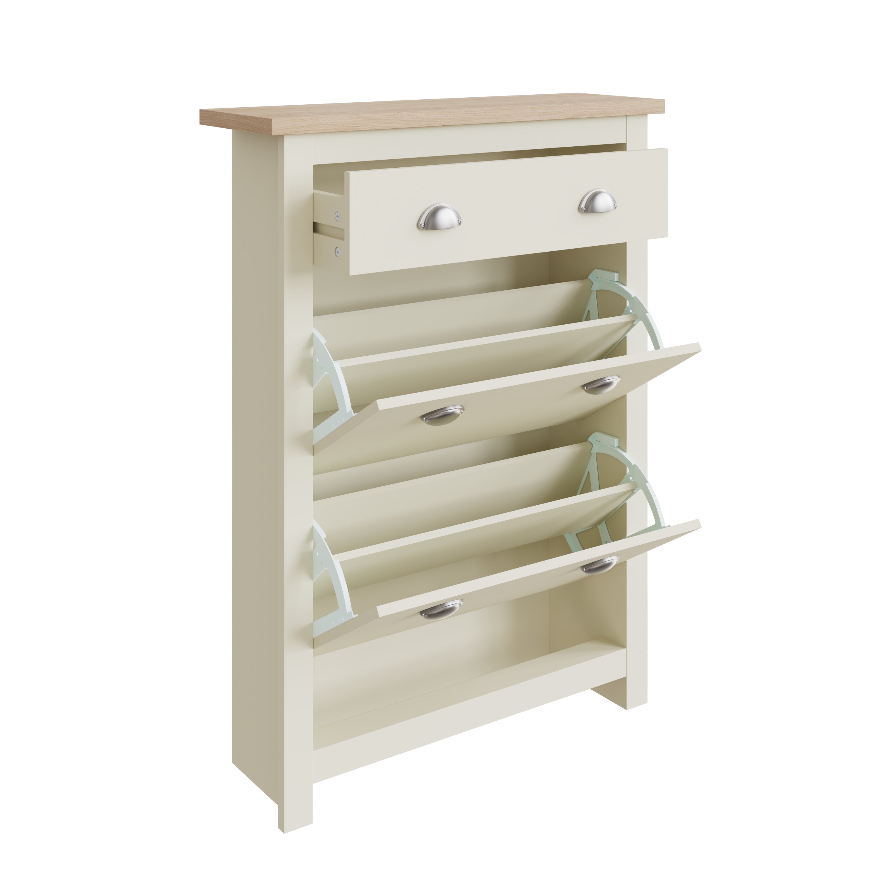 Lancaster 2Dr 1Drw Shoe Cabinet Cream – GFW, view 12