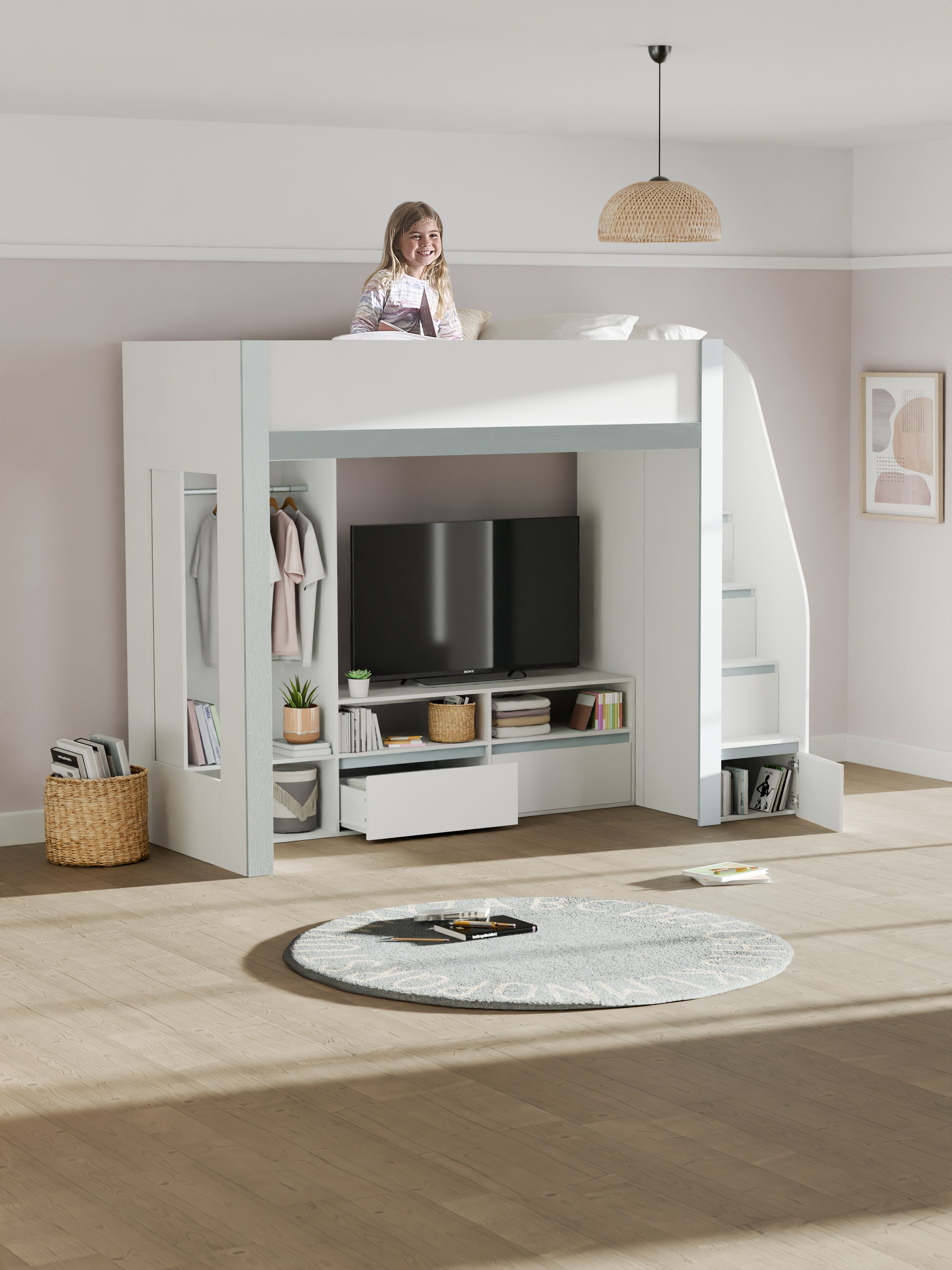 Gaia Highsleeper TV Bed - White and Silver – Julian Bowen, view 12