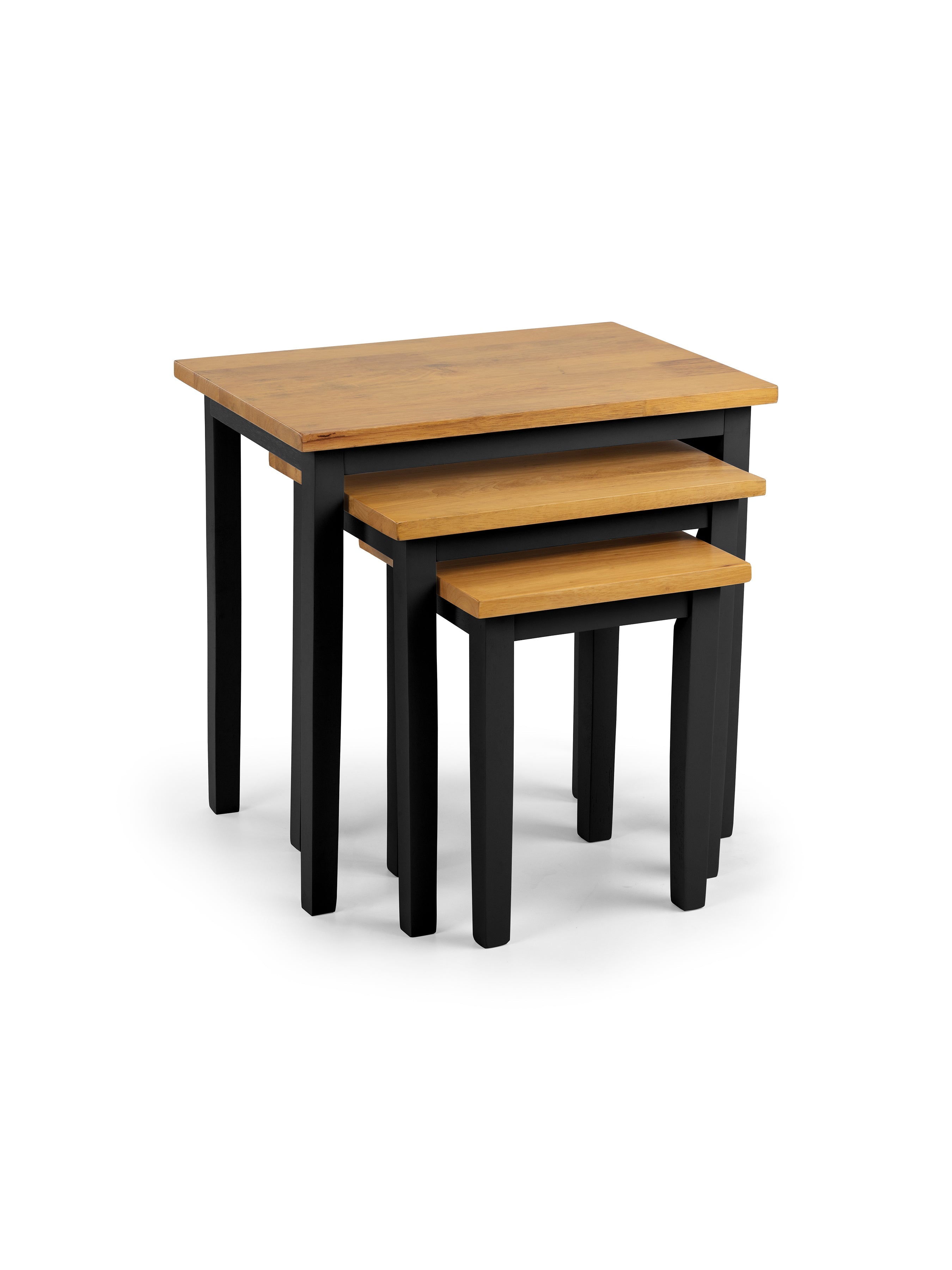 Cleo 2 Tone Black and Oak Nest of Tables – Julian Bowen