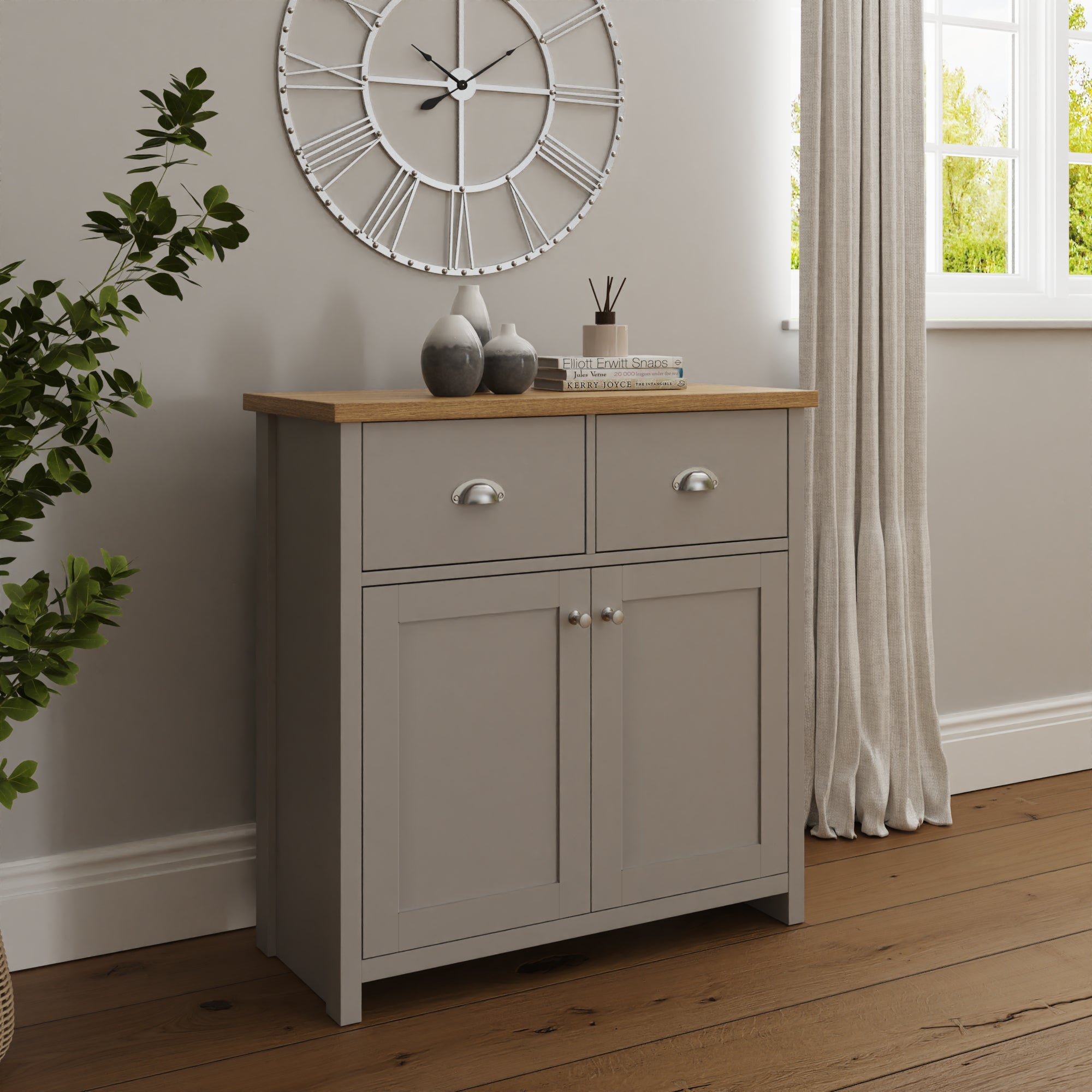 Lancaster Compact Sideboard – Grey & Oak