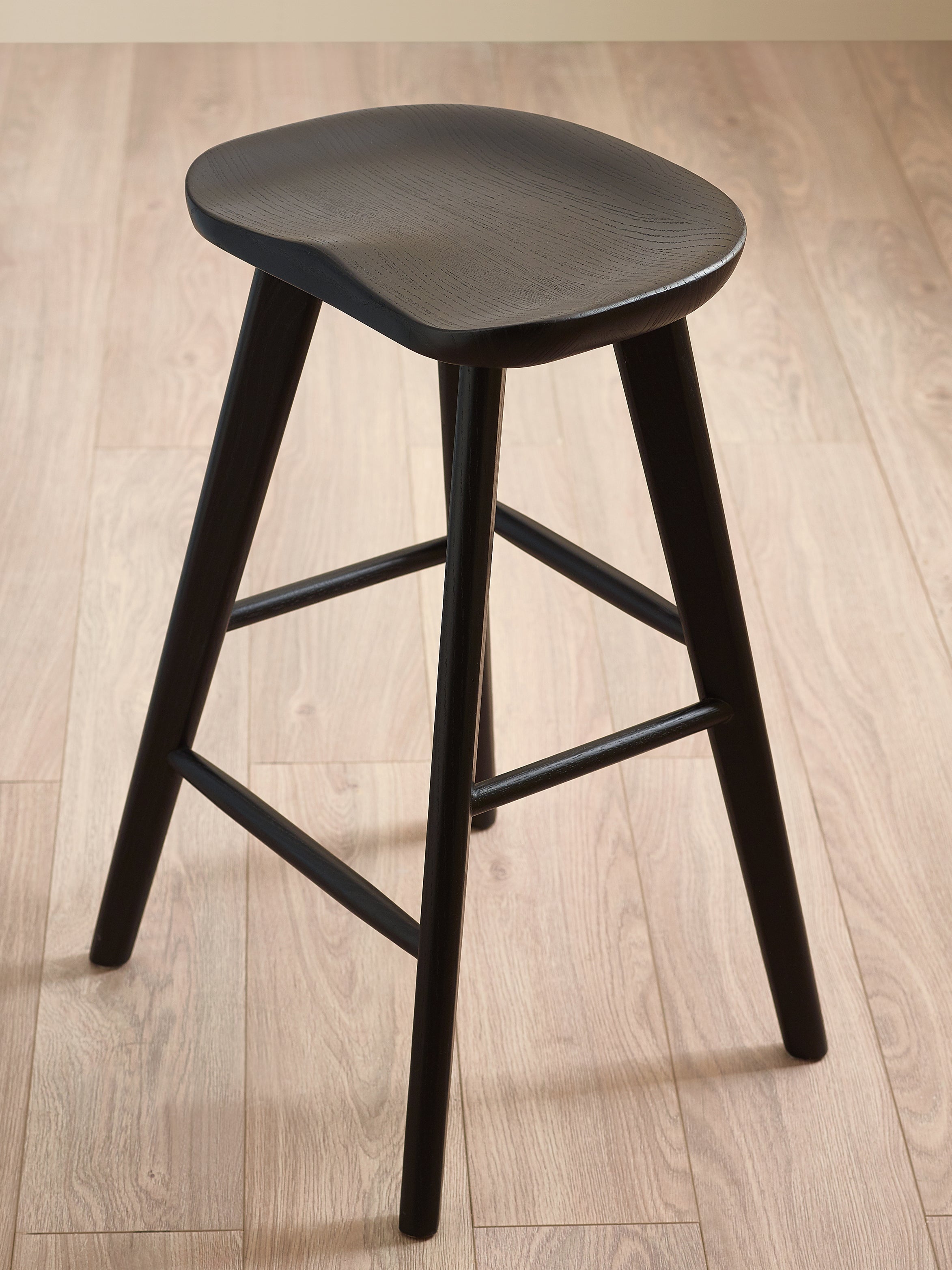 Mulu Black Solid Oak Bar Stool – Julian Bowen, view 8