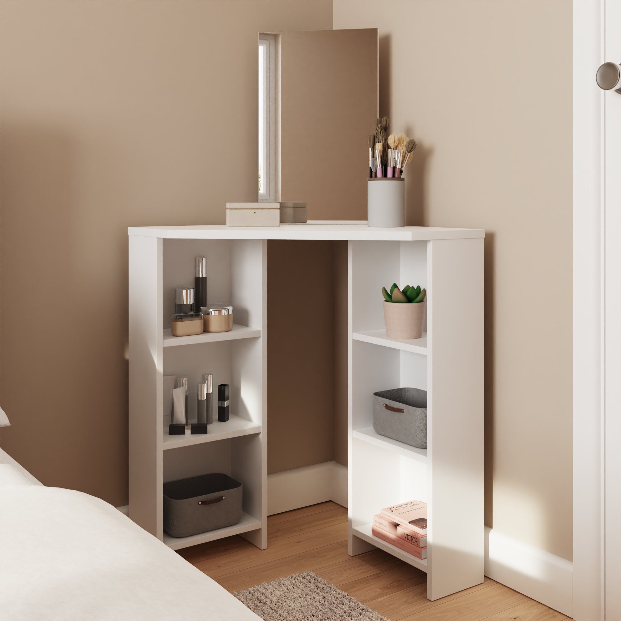 Frances Corner Dressing Table White – GFW, view 3