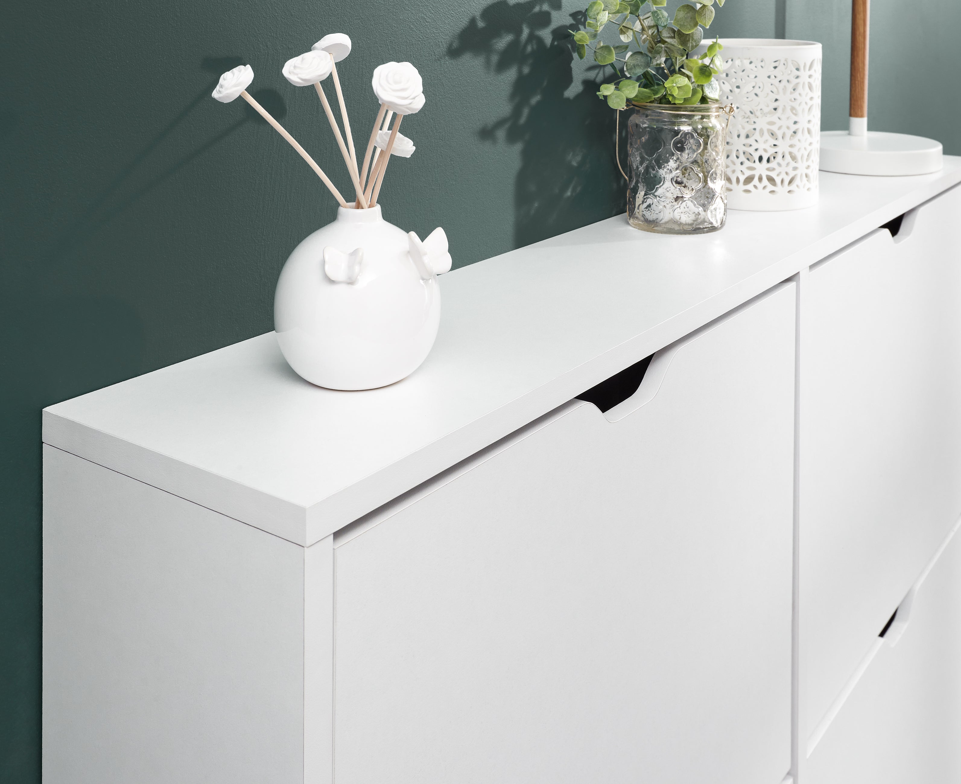 Narrow 6 Drawer Shoe Cabinet – White