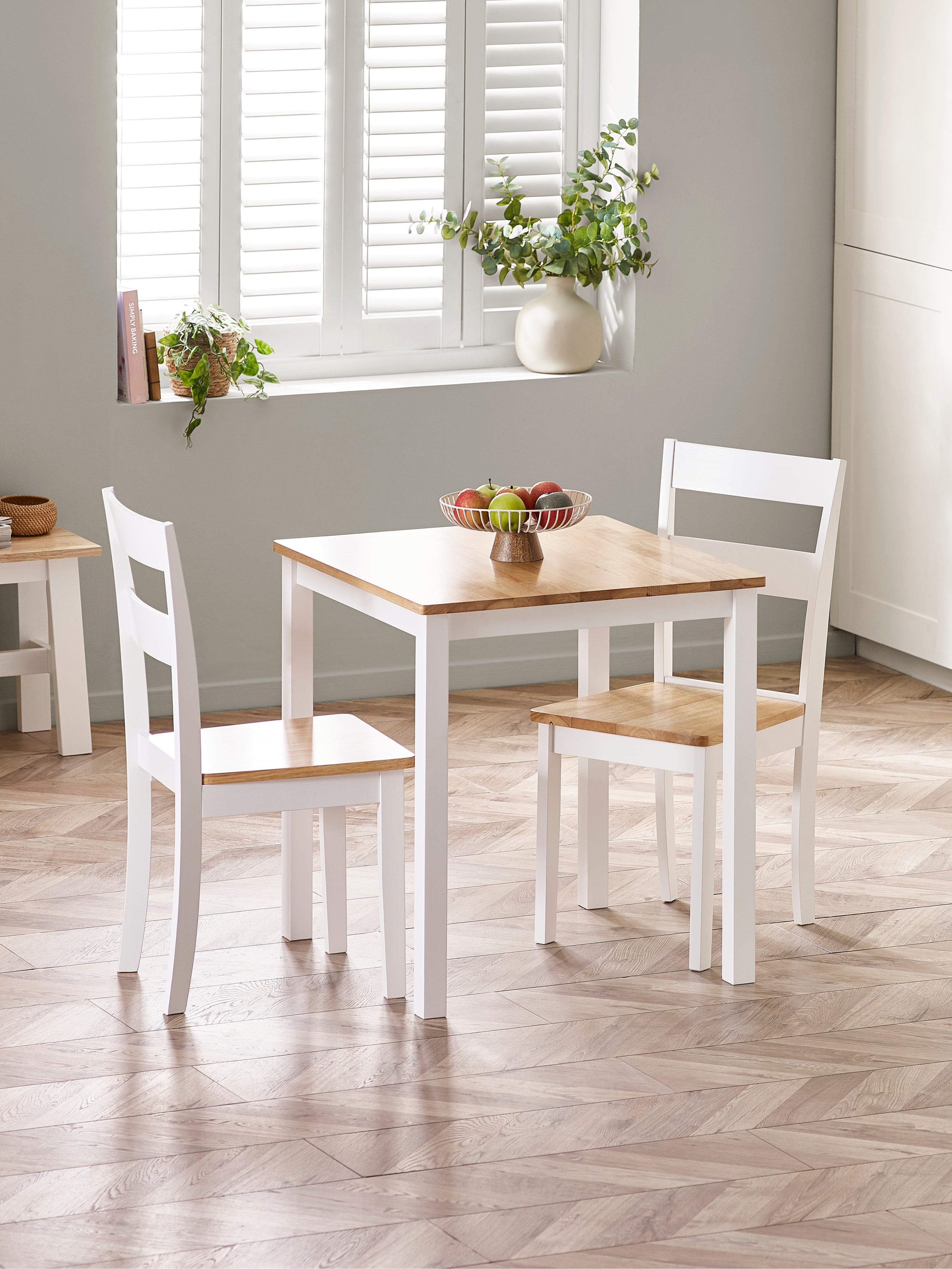 Linwood White and Oak 69cm Square Dining Table – Julian Bowen, view 2