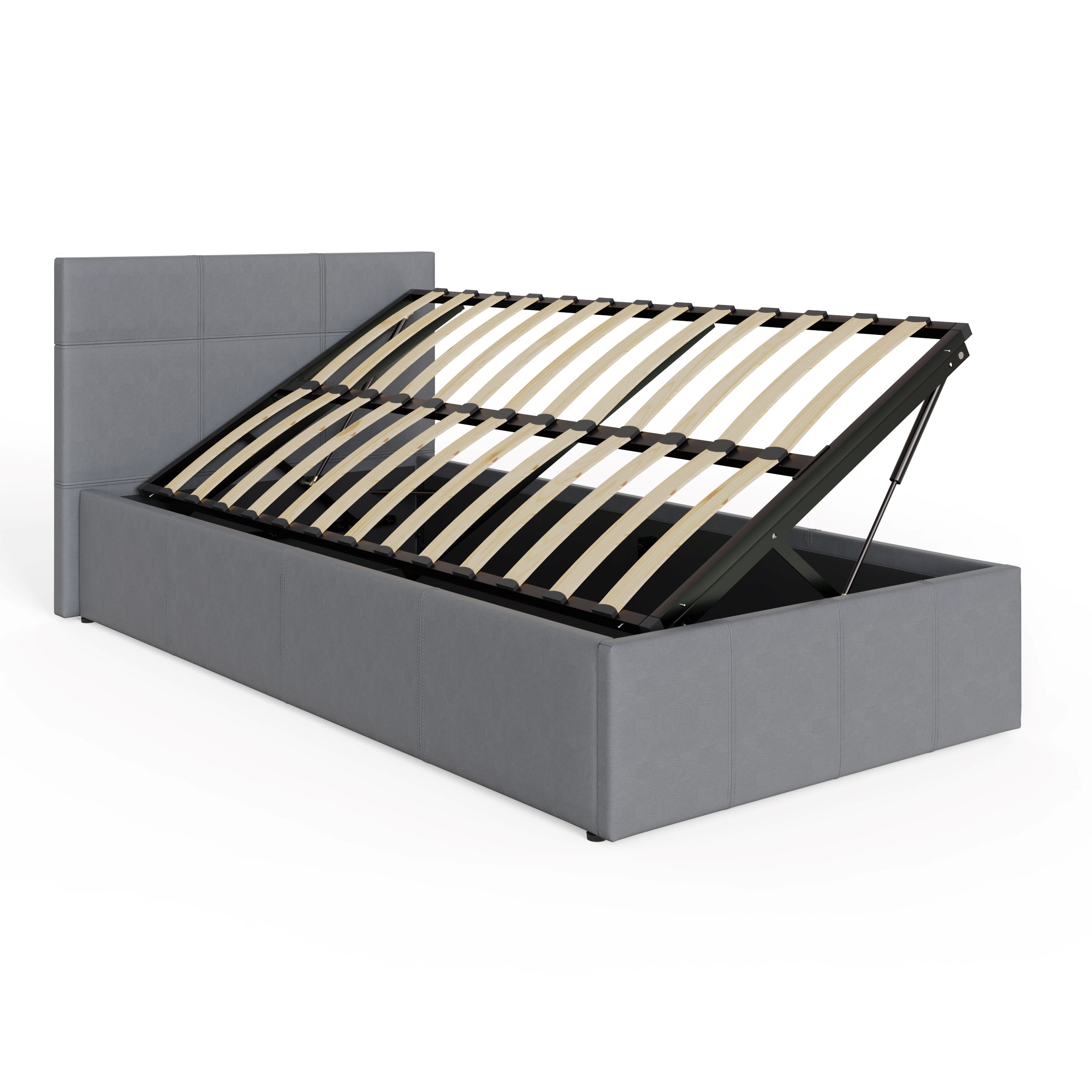 Side Lift Ottoman Bed Grey Leather – GFW, view 16