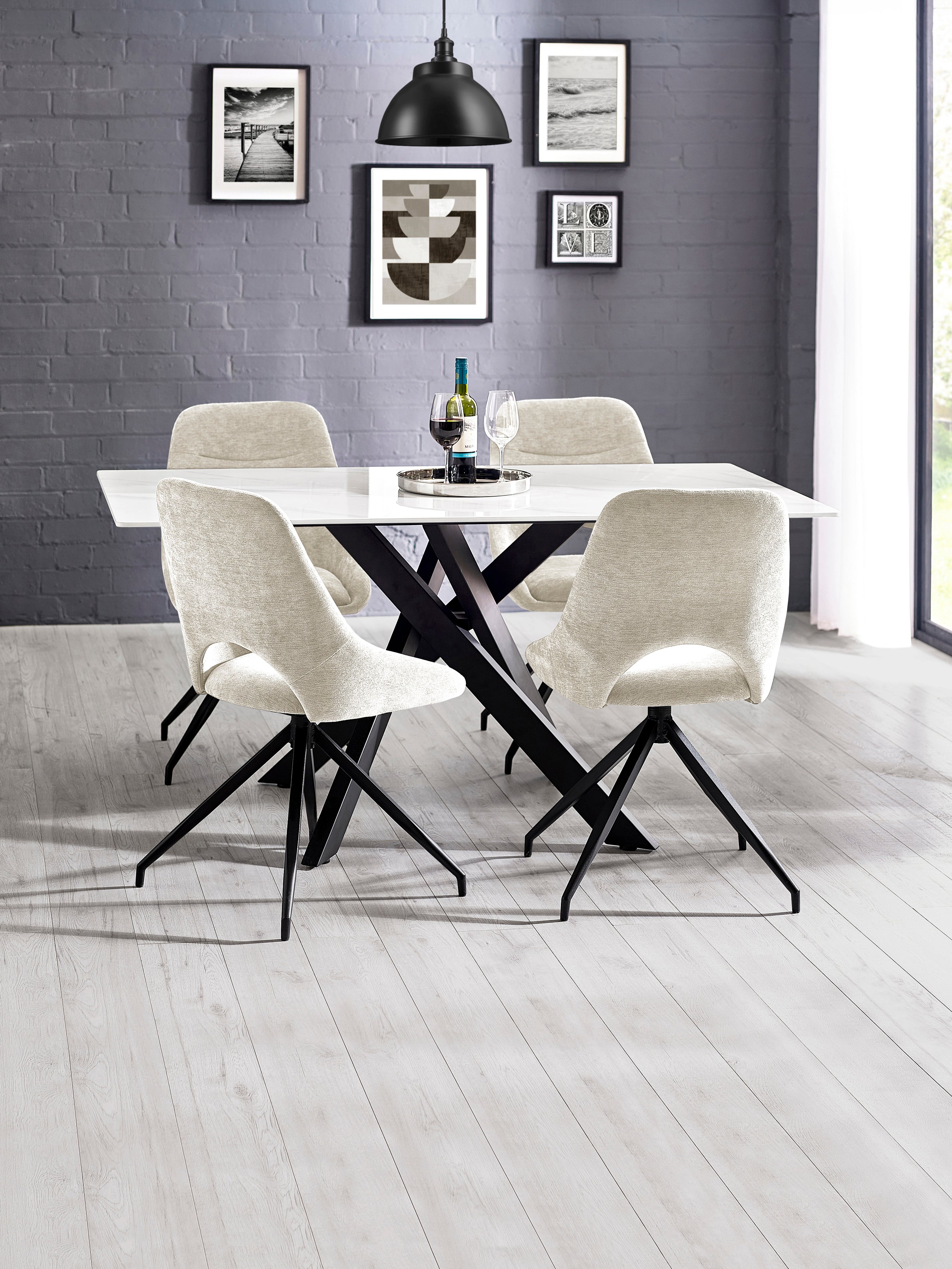 Jonah Cream Chenille Upholstered Dining Chairs (Set of 2) – Julian Bowen, view 10