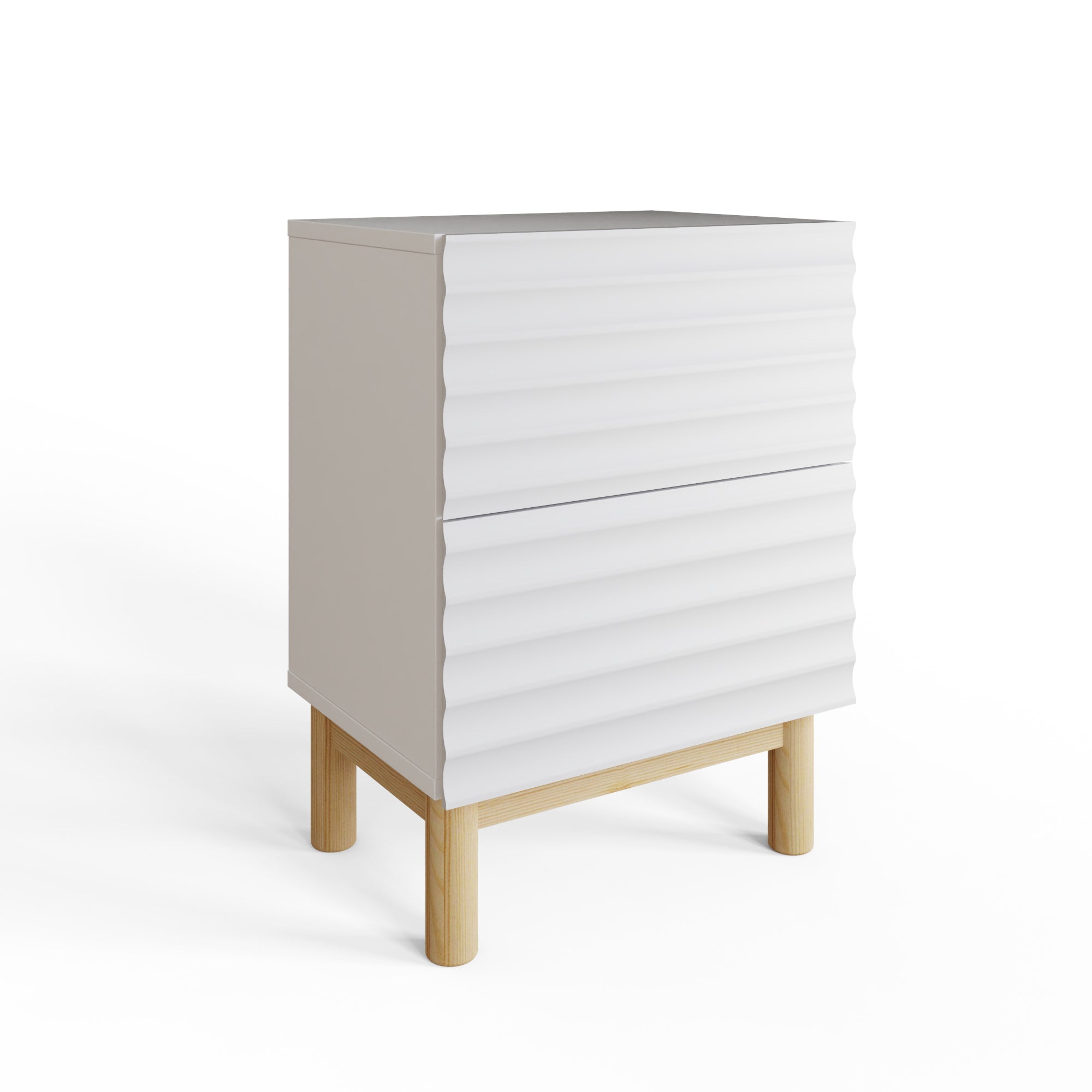 Karla Ribbed 2 Drawer Bedside Pair – White