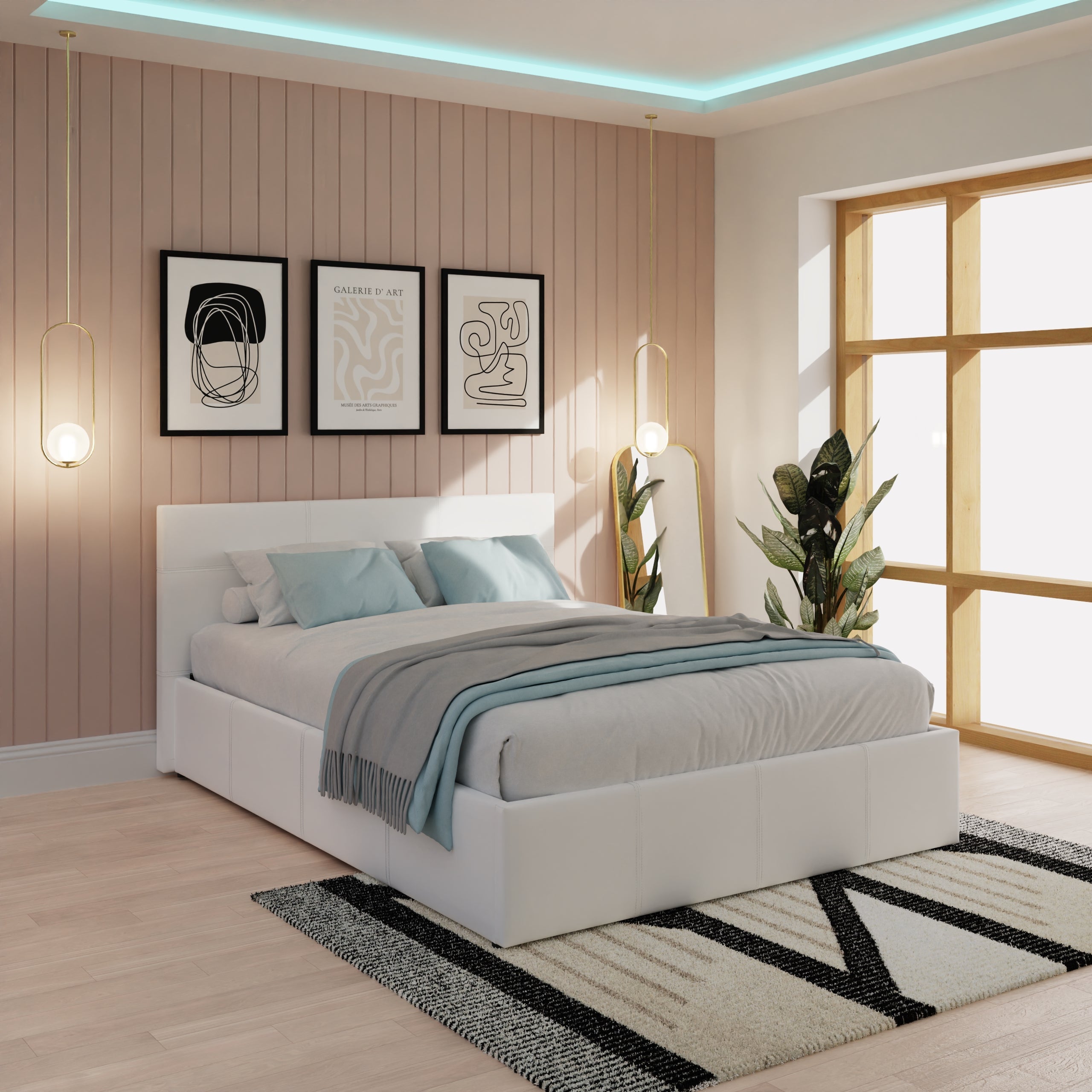 Side Lift Ottoman Bed White – GFW, view 2