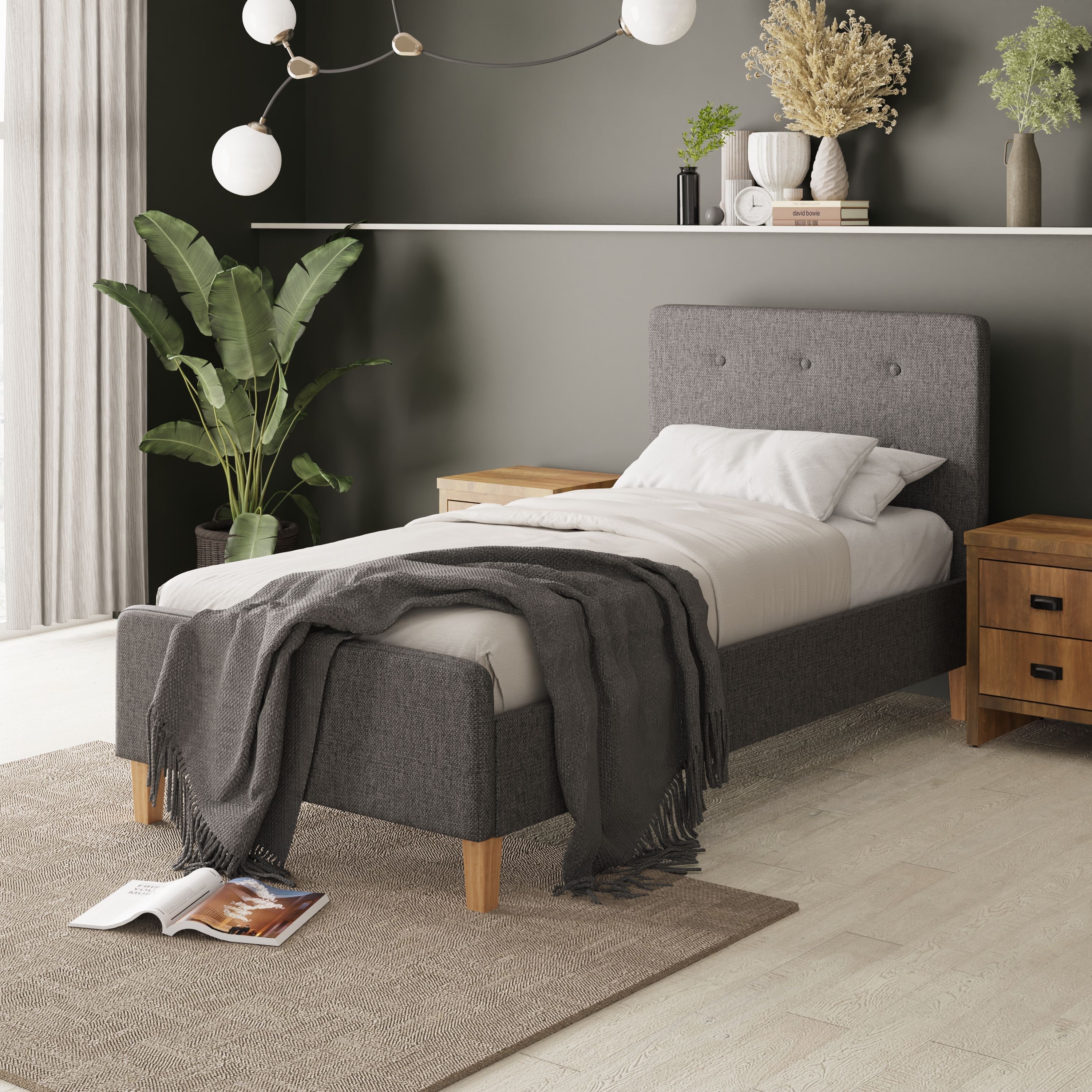 Ashbourne Fabric Upholstered Bed Grey – GFW, view 18