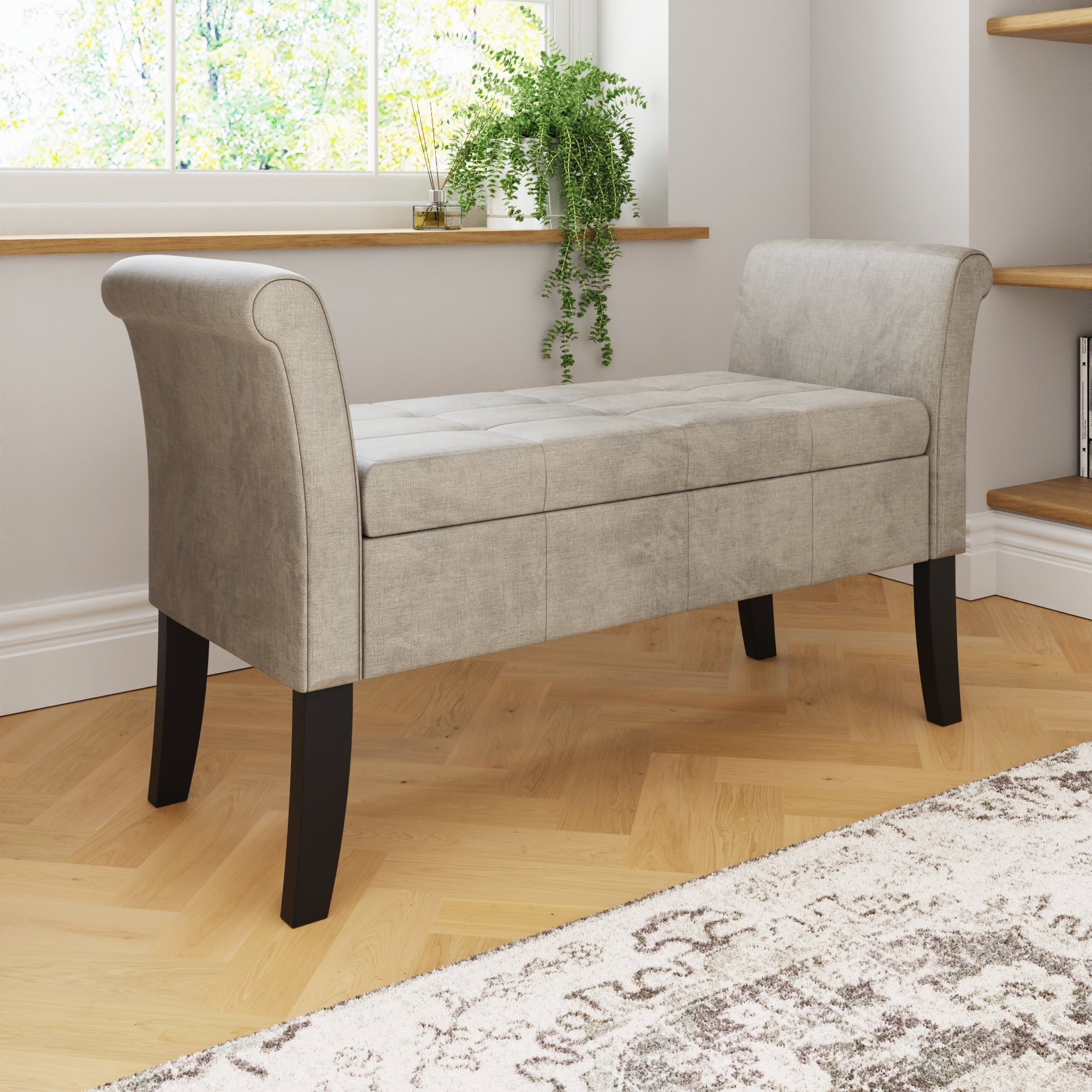 Balmoral Window Seat Silver Chenille – GFW, view 4
