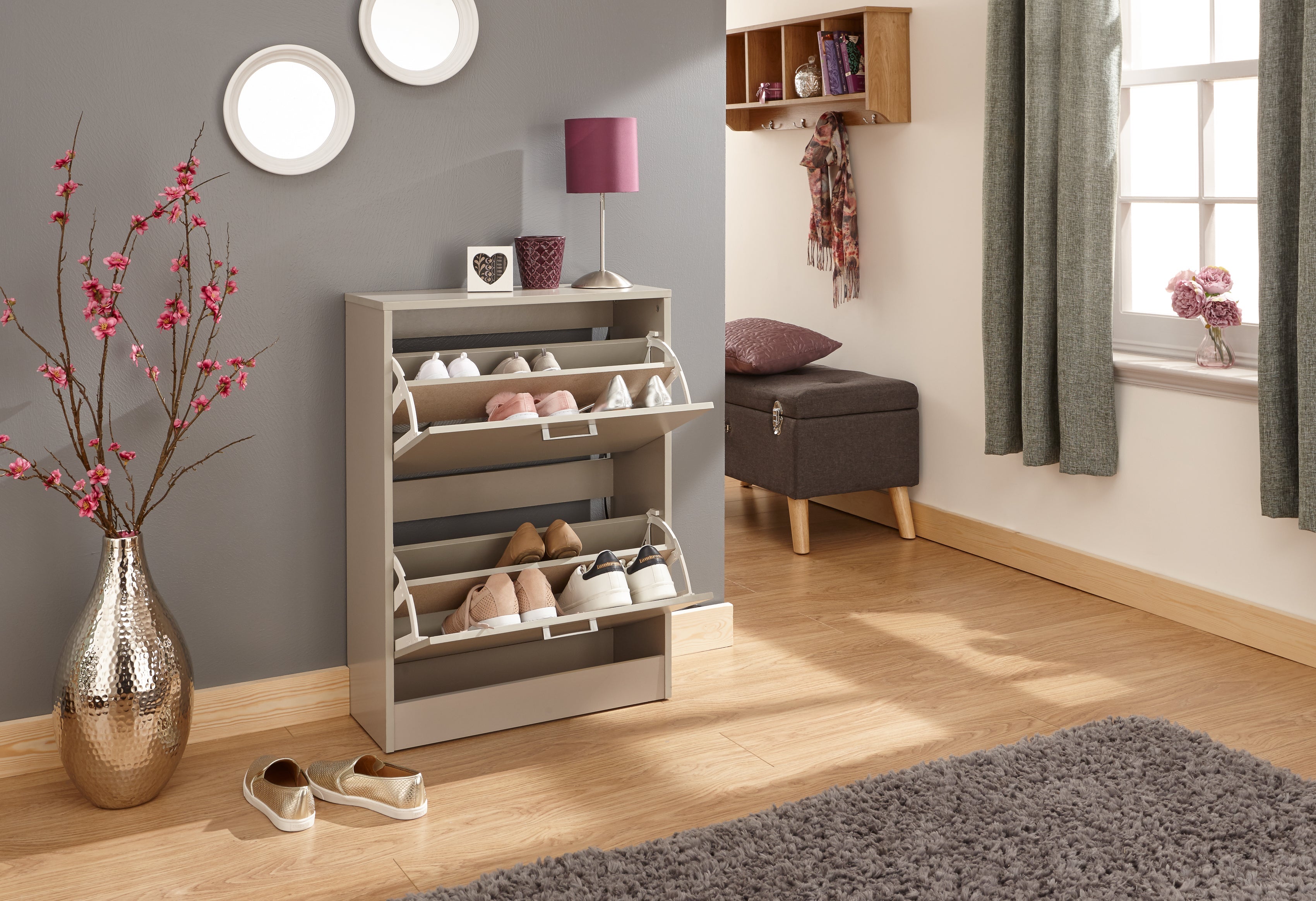Stirling Two Tier Shoe Cabinet – Grey