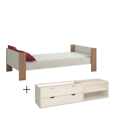 N/A Steens For Kids Single Bed in Whitewash Grey Brown Lacquered