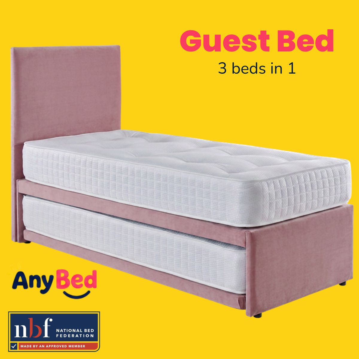 Guest Bed & Trundle With 2 Mattresses