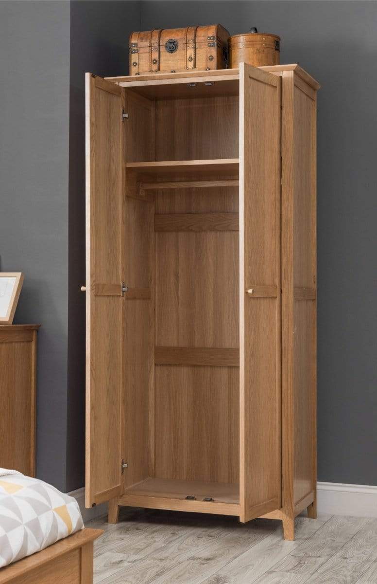 Julian Bowen 2 DOOR WARDROBE Salerno Shaker Oak 2 Door Wardobe Bed Kings