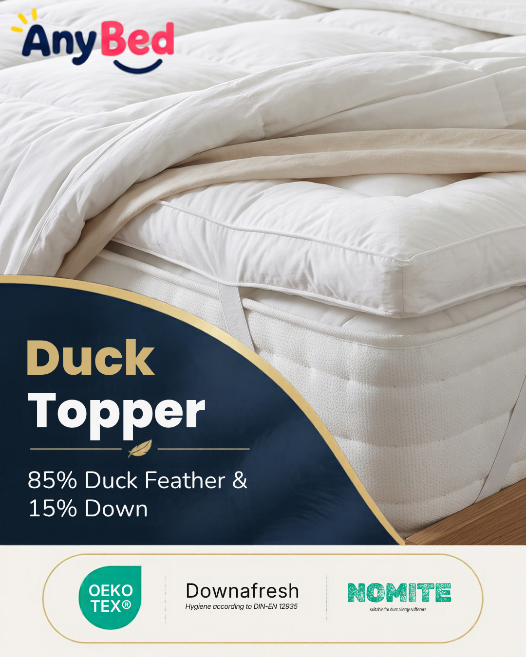 Duck Feather & Down Mattress Topper, 85/15 Blend