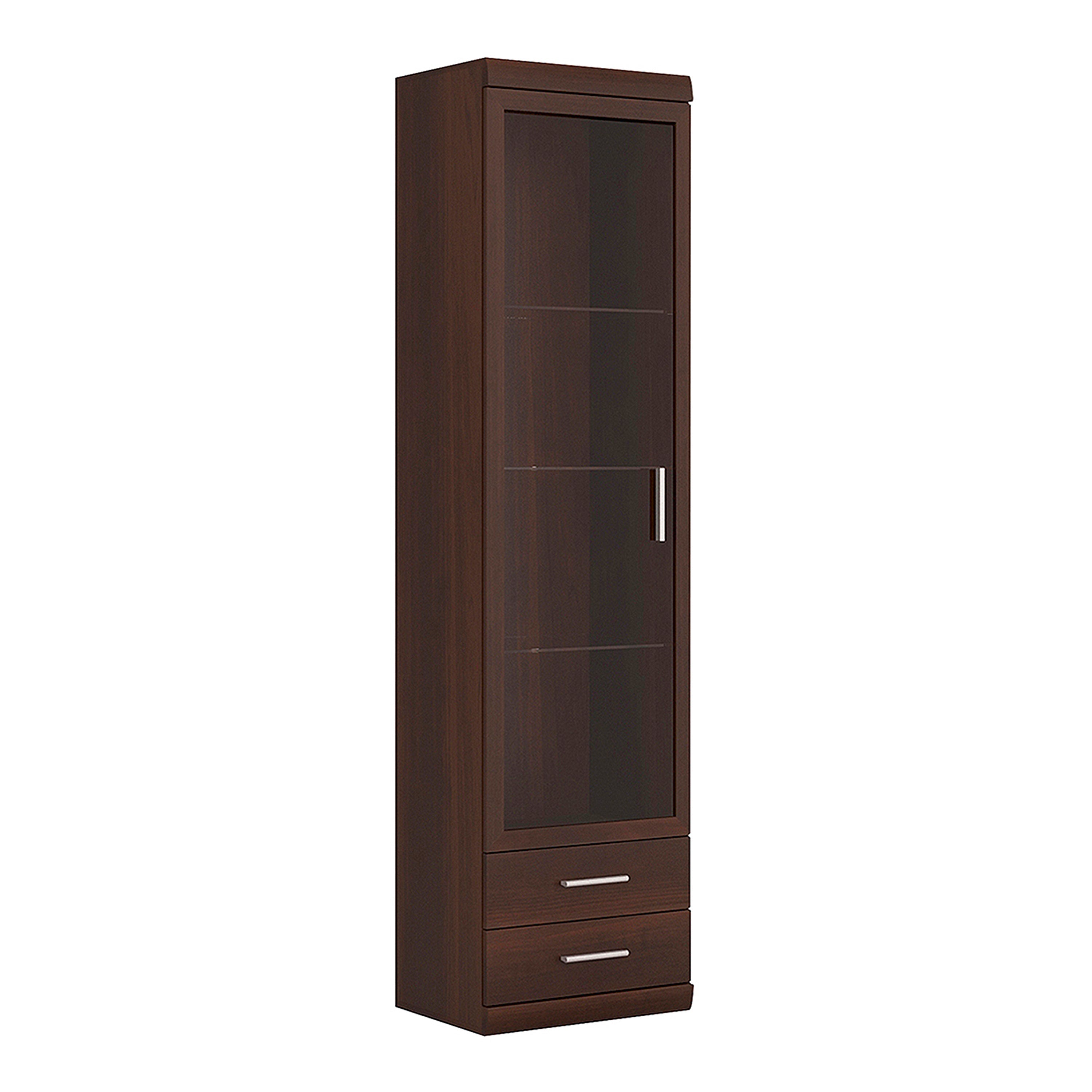 Imperial Tall Glazed 1 Door 2 Drawer Narrow Cabinet in Dark Mahogany Melamine – FTG