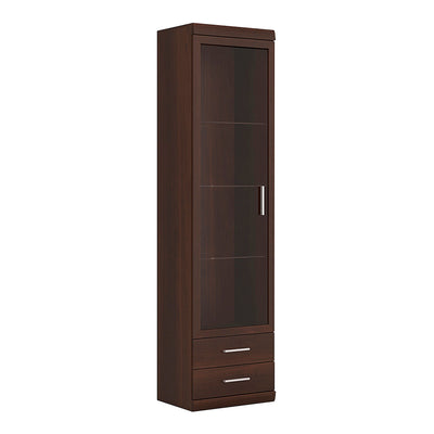 Imperial Tall Glazed 1 Door 2 Drawer Narrow Cabinet in Dark Mahogany Melamine – FTG