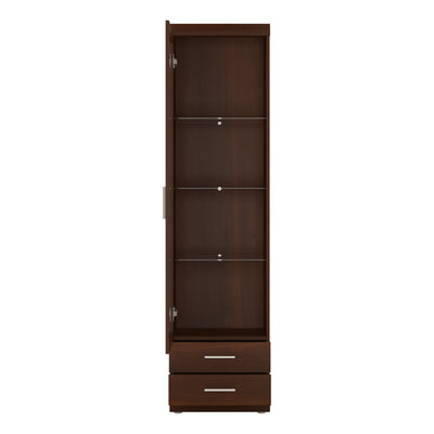 Imperial Tall Glazed 1 Door 2 Drawer Narrow Cabinet in Dark Mahogany Melamine – FTG, view 2