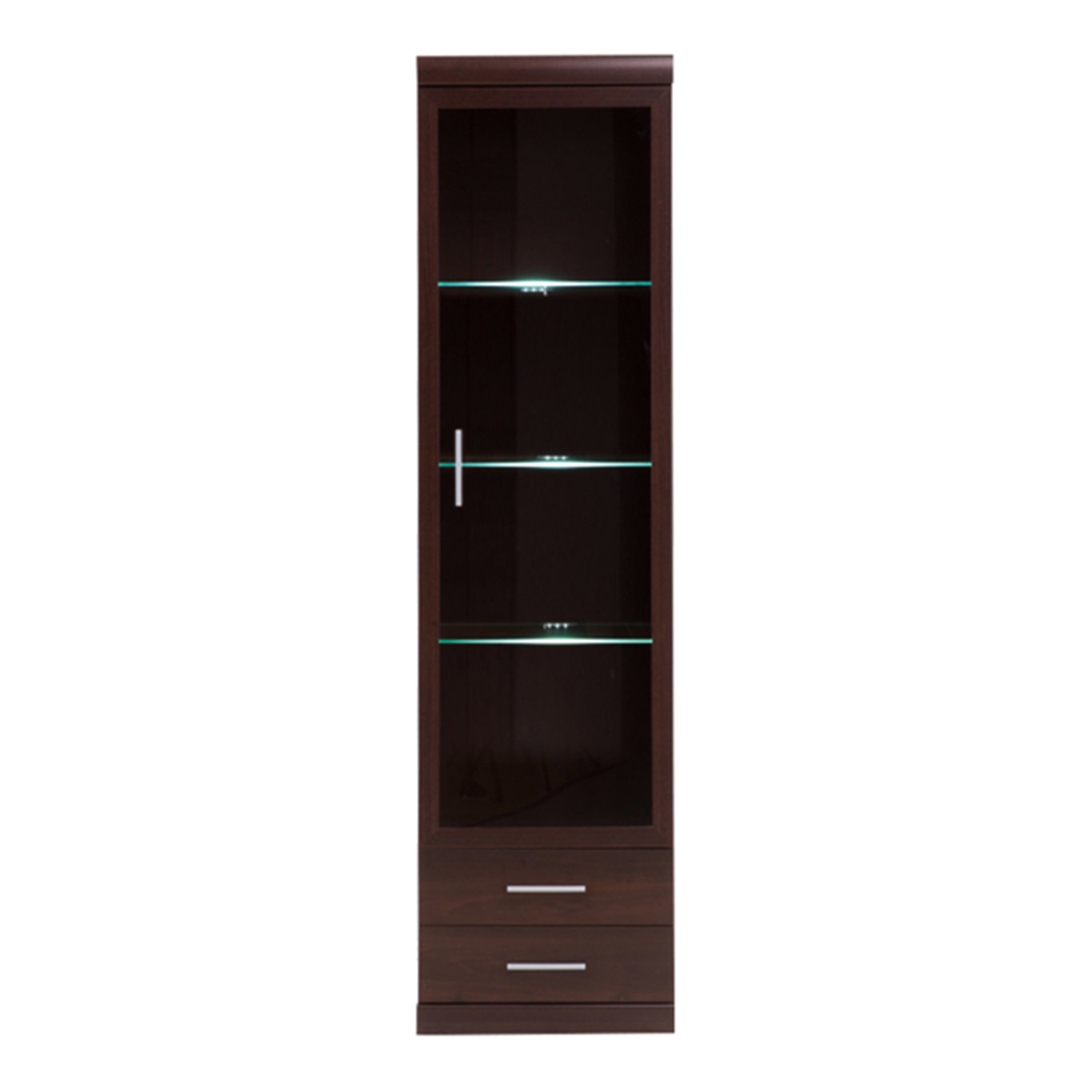 Imperial Tall Glazed 1 Door 2 Drawer Narrow Cabinet in Dark Mahogany Melamine – FTG, view 3