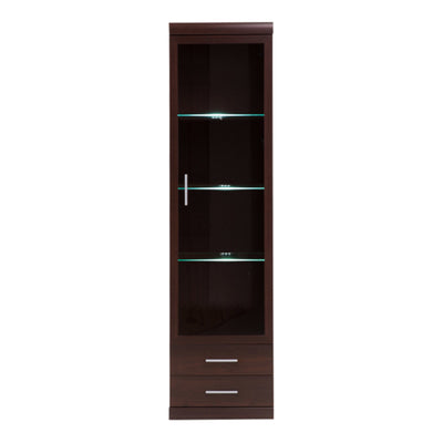 Imperial Tall Glazed 1 Door 2 Drawer Narrow Cabinet in Dark Mahogany Melamine – FTG, view 3