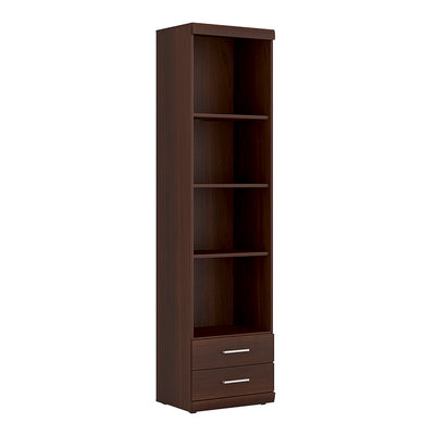 Imperial Tall 2 Drawer Narrow Cabinet with Open Shelving in Dark Mahogany Melamine – FTG